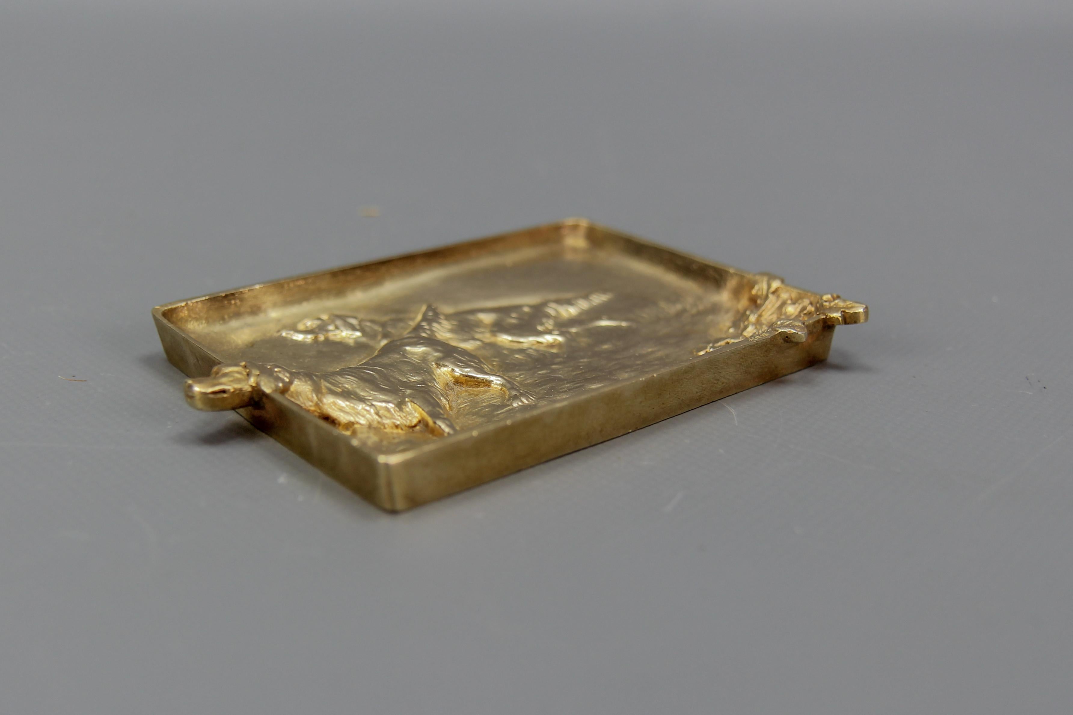French Bronze Card Tray or Pin Tray, Vide-Poche with Hunting Dogs Irish Setters 10
