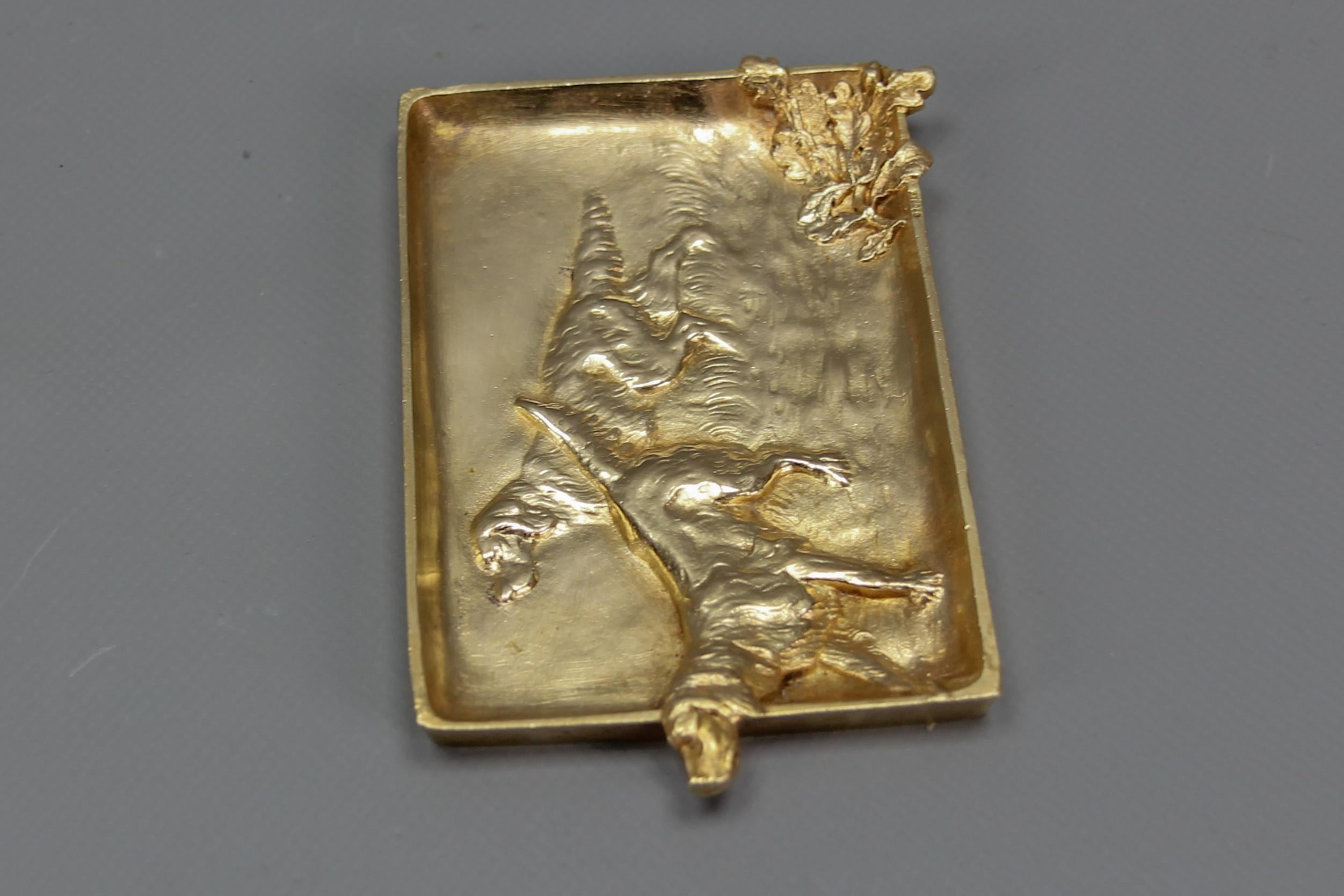 French Bronze Card Tray or Pin Tray, Vide-Poche with Hunting Dogs Irish Setters 3