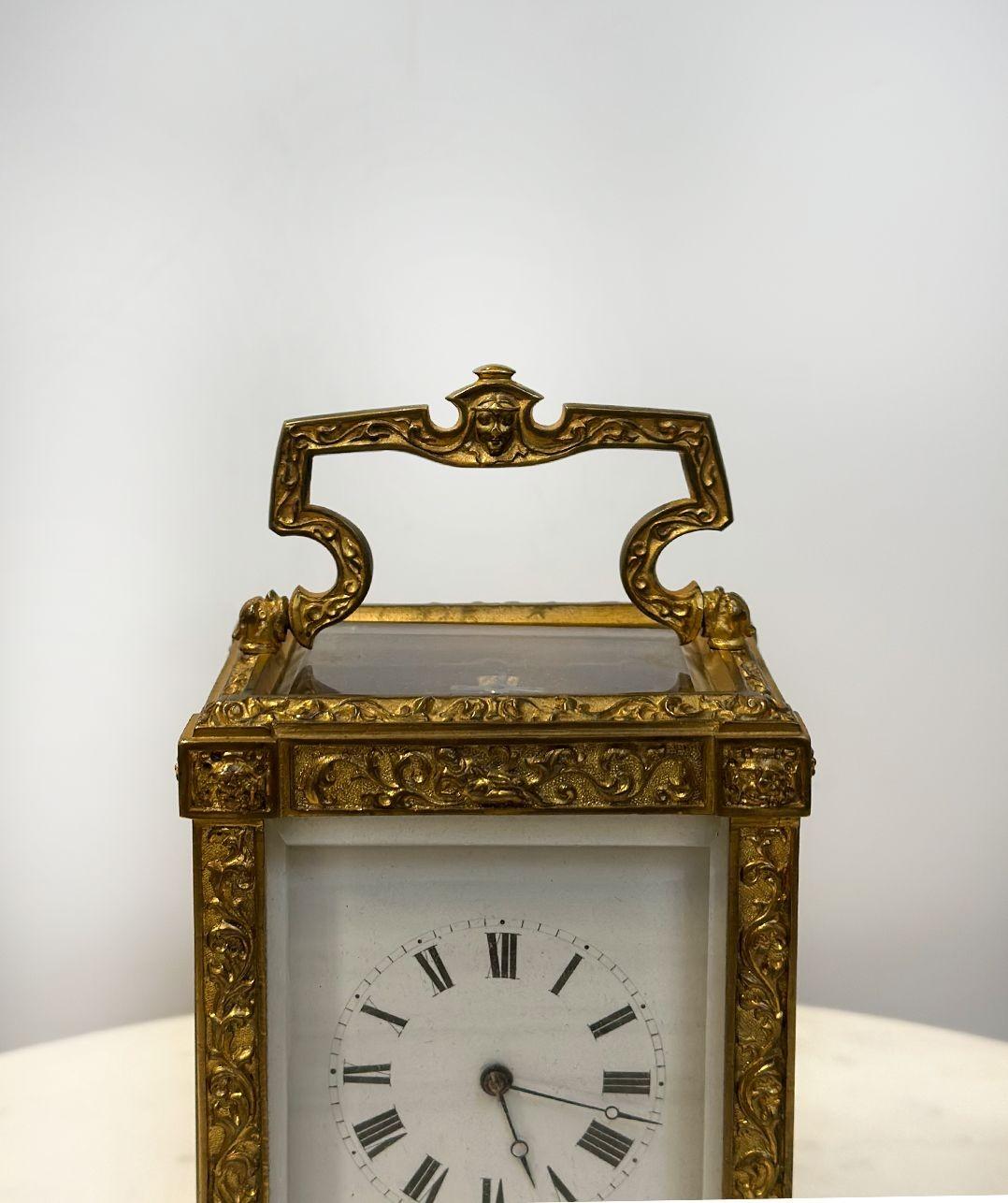 Graceful bronze carriage clock by Jules, Paris, c. 1840 (Late 19th Century), numbered 542 and includes 