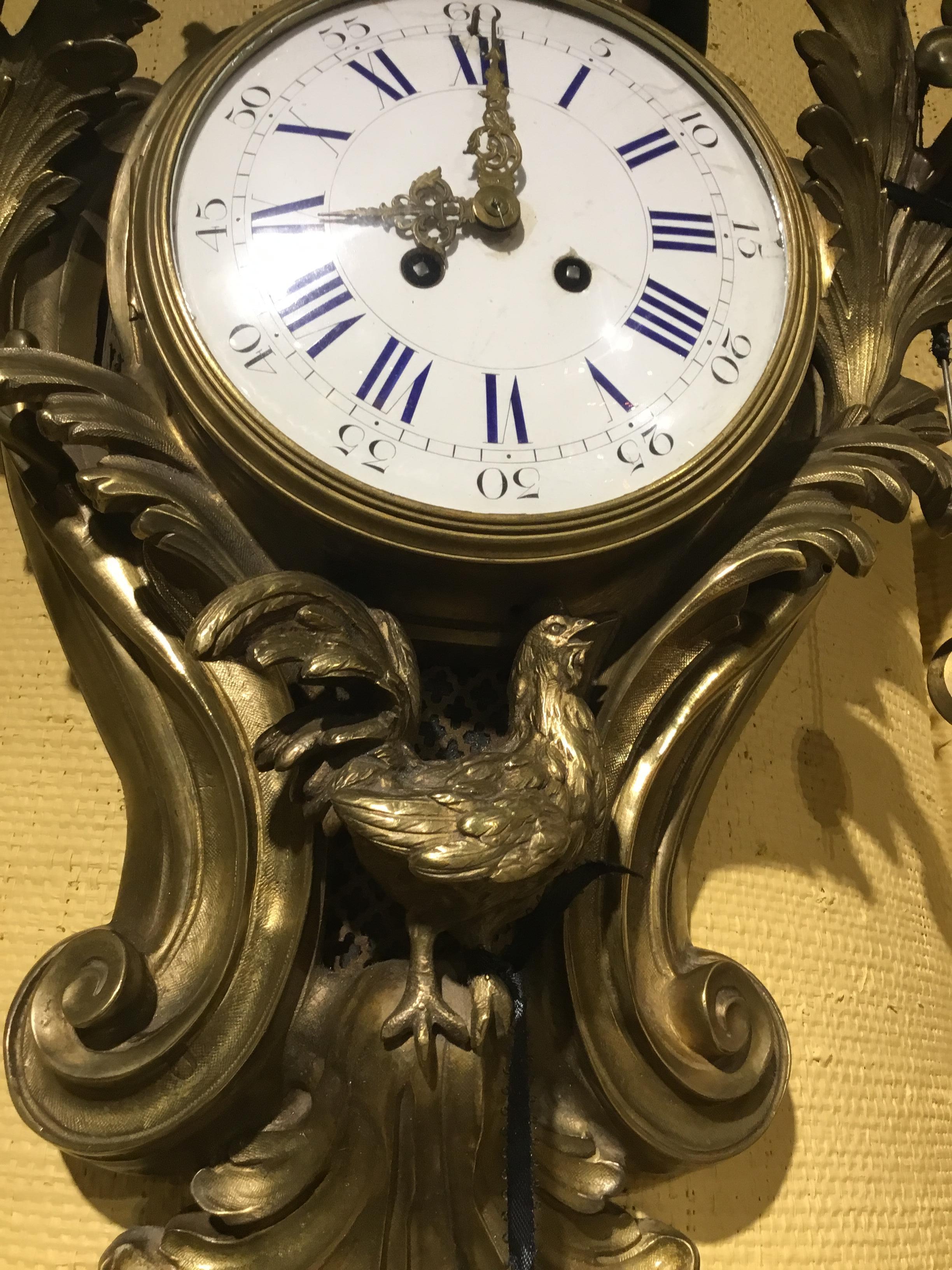 French Bronze Cartel Clock, 19th Century  In Good Condition For Sale In Houston, TX