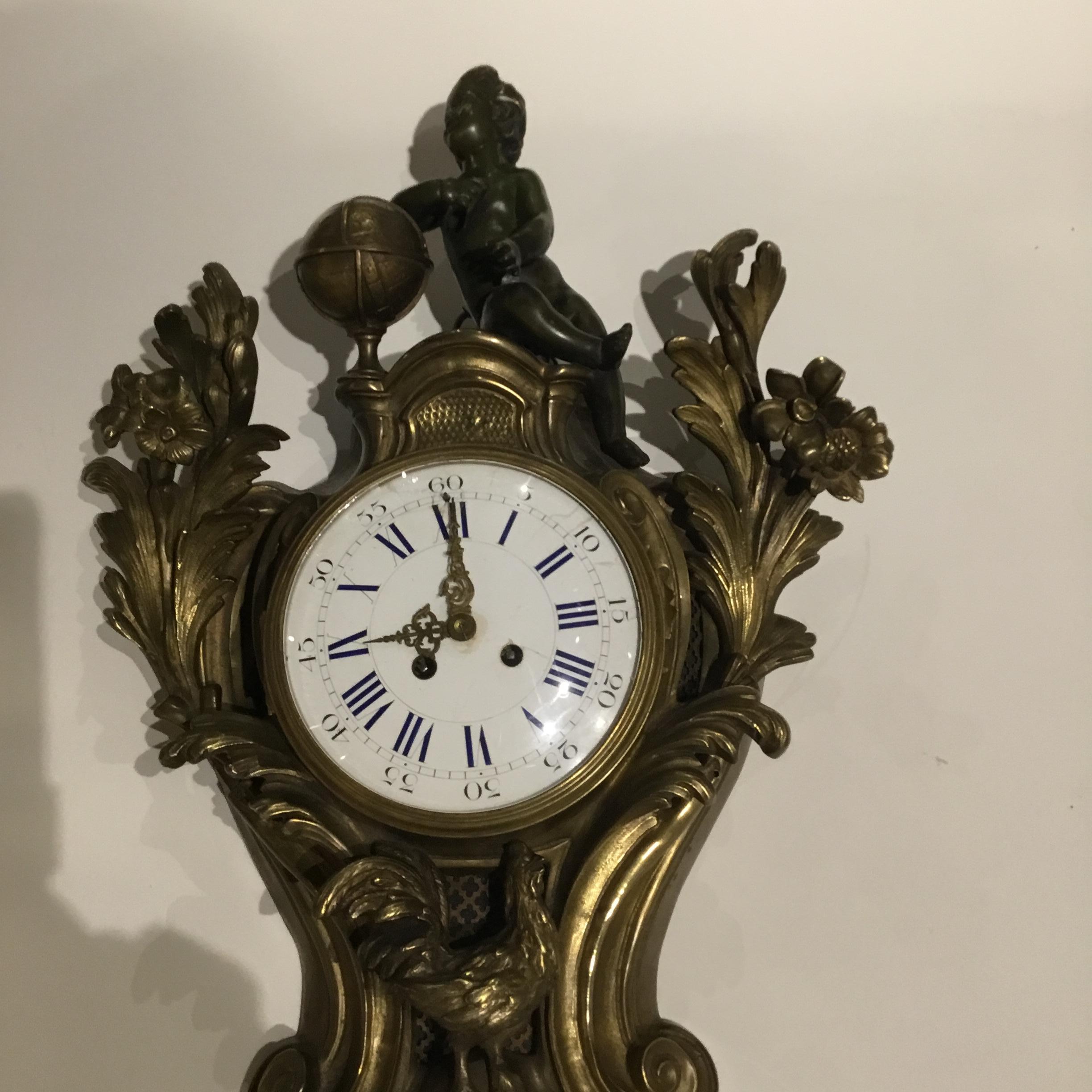 French Bronze Cartel Clock, 19th Century For Sale 1