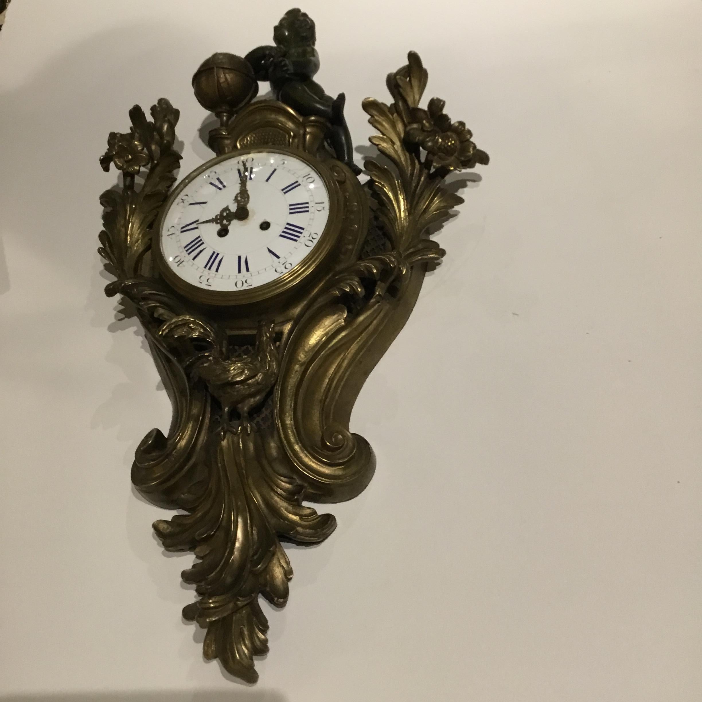 French Bronze Cartel Clock, 19th Century 4