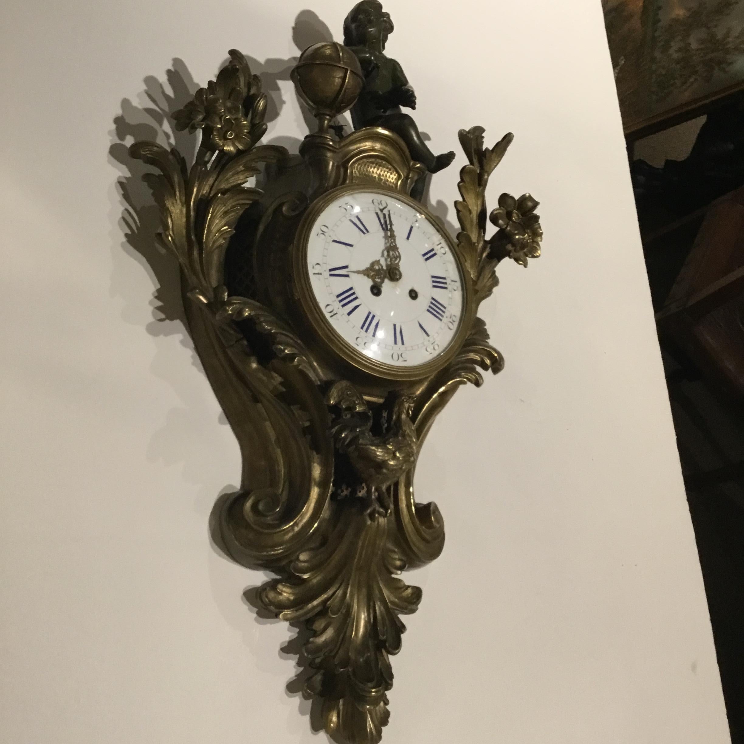 French Bronze Cartel Clock, 19th Century For Sale 6