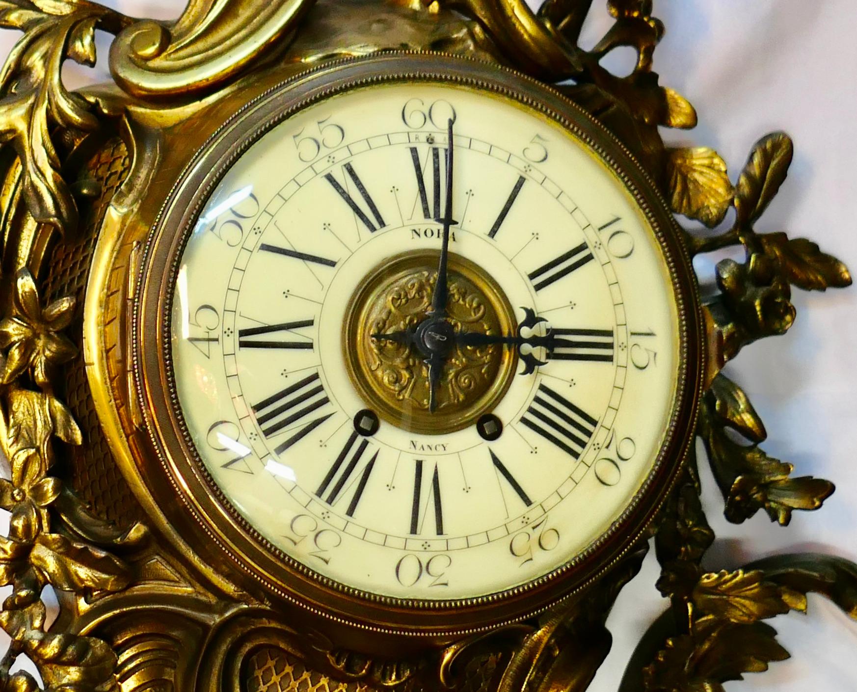 Louis XV French Bronze Cartel Clock For Sale