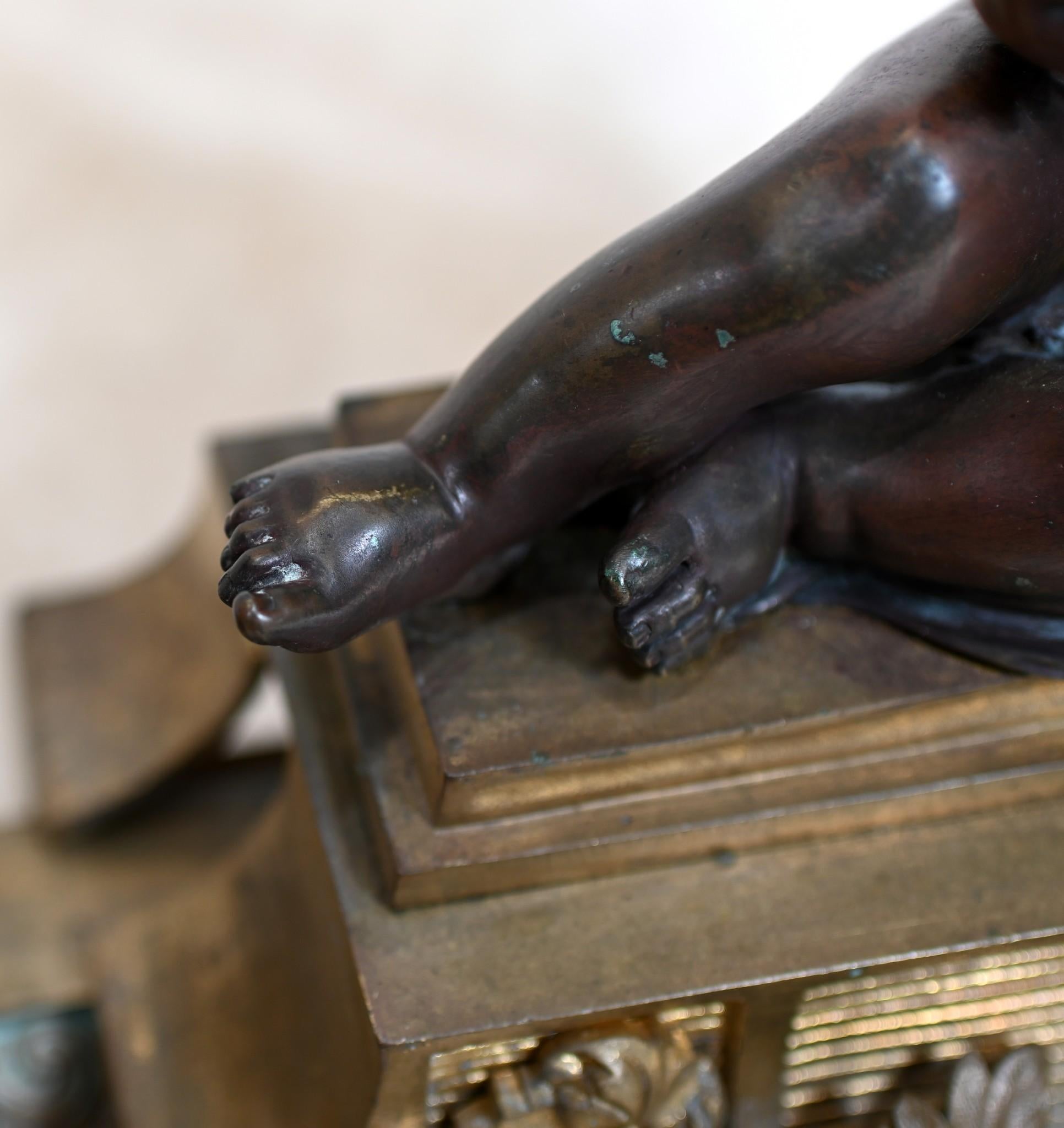 Griglia per caminetto in bronzo francese Chenet Andiron Parcel dorata In condizioni buone in vendita a Potters Bar, GB