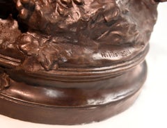 French Bronze Cherub Casting H. Moreau Grape Harvest Statue