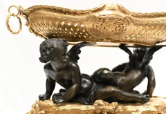 French Bronze Cherub Dish Gilt Tazza Decorative Bowl After Clodion