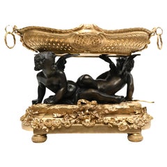 Vintage French Bronze Cherub Dish Gilt Tazza Decorative Bowl After Clodion