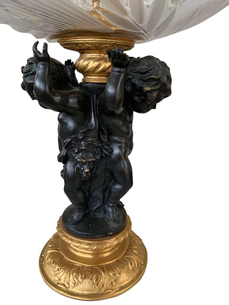 Empire Revival French Bronze Cherub Ormolu Dish Stand Figurine Tazza, 20th Century For Sale