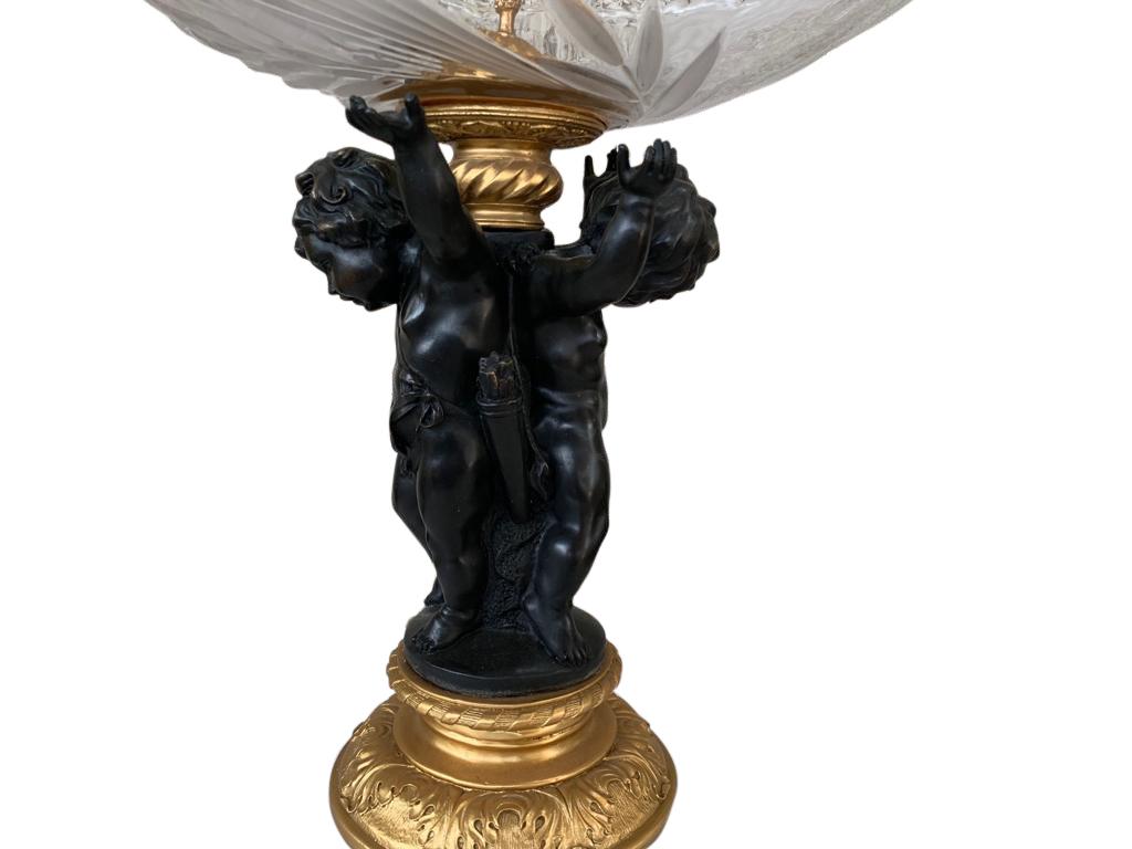 French Bronze Cherub Ormolu Dish Stand Figurine Tazza, 20th Century For Sale 1