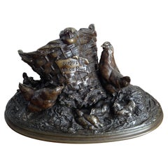 Vide-poche à poulet en bronze français, Auguste Nicholas Cain, 19ème siècle