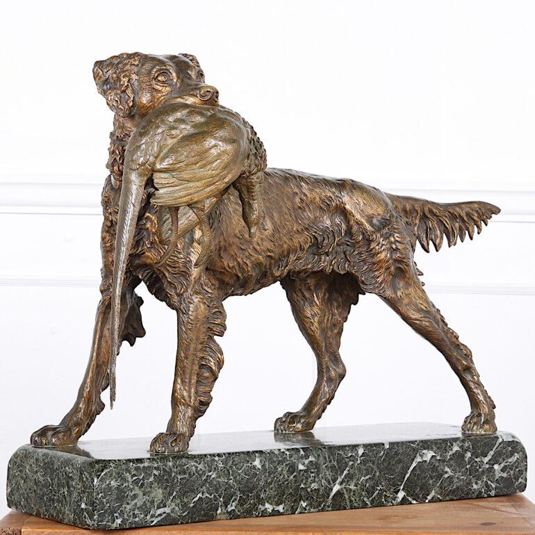 19th Century French Bronze ‘Chien et Faisan’ by Jules Moigniez
