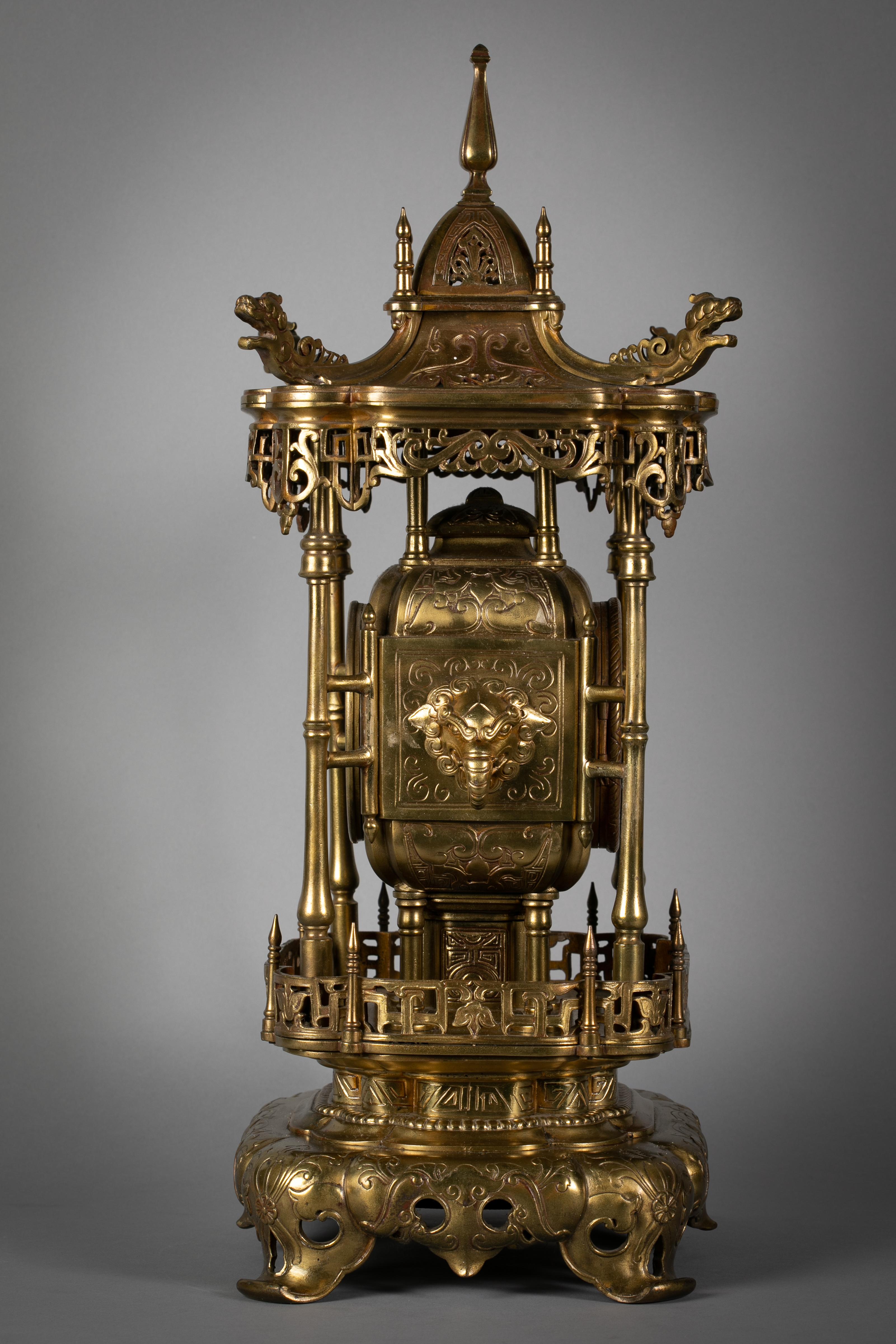 Late 19th Century French Bronze Chinoiserie Clock, circa 1880 For Sale