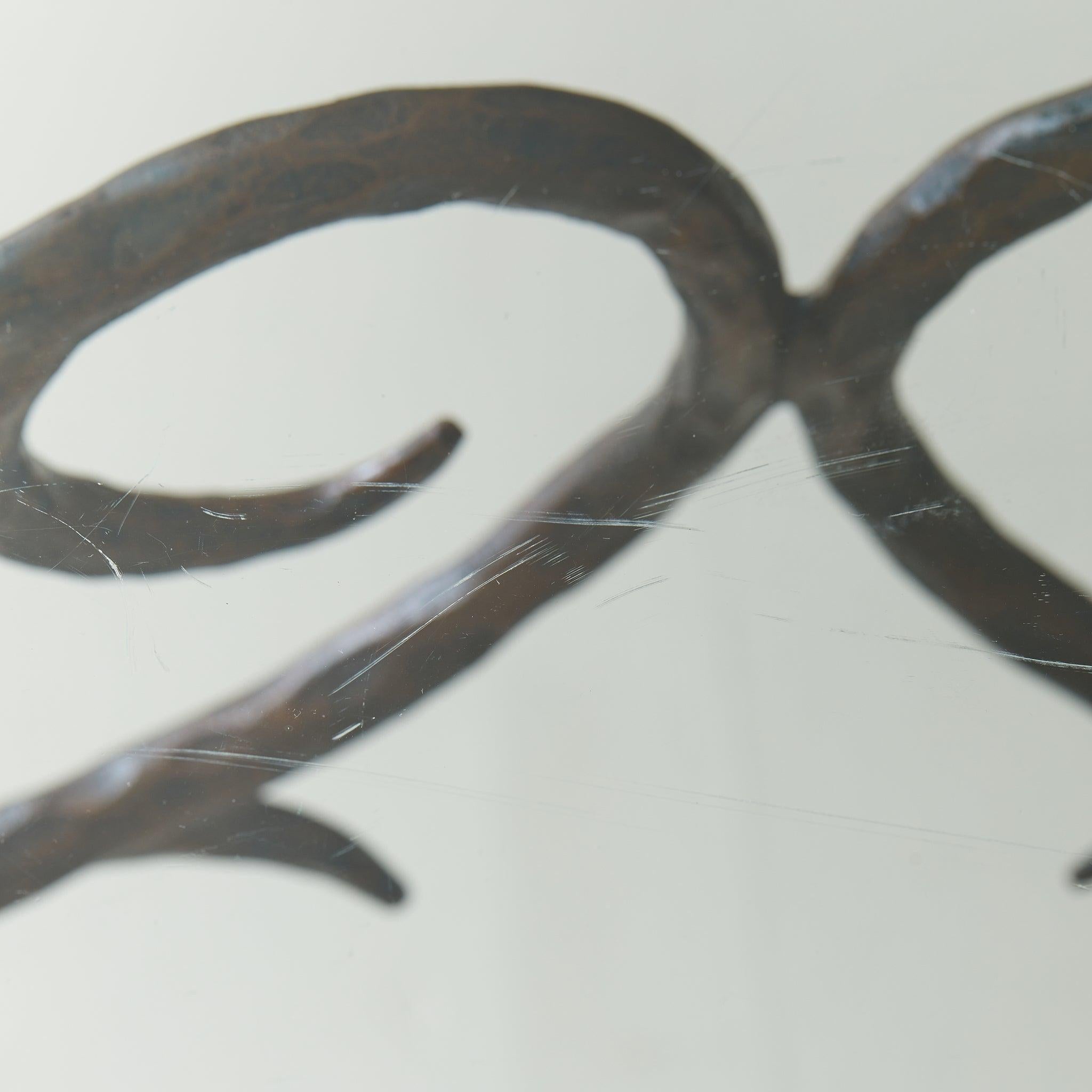 French Bronze + Chiseled Glass Console Table with Pinecone Detail, 1970s en vente 4