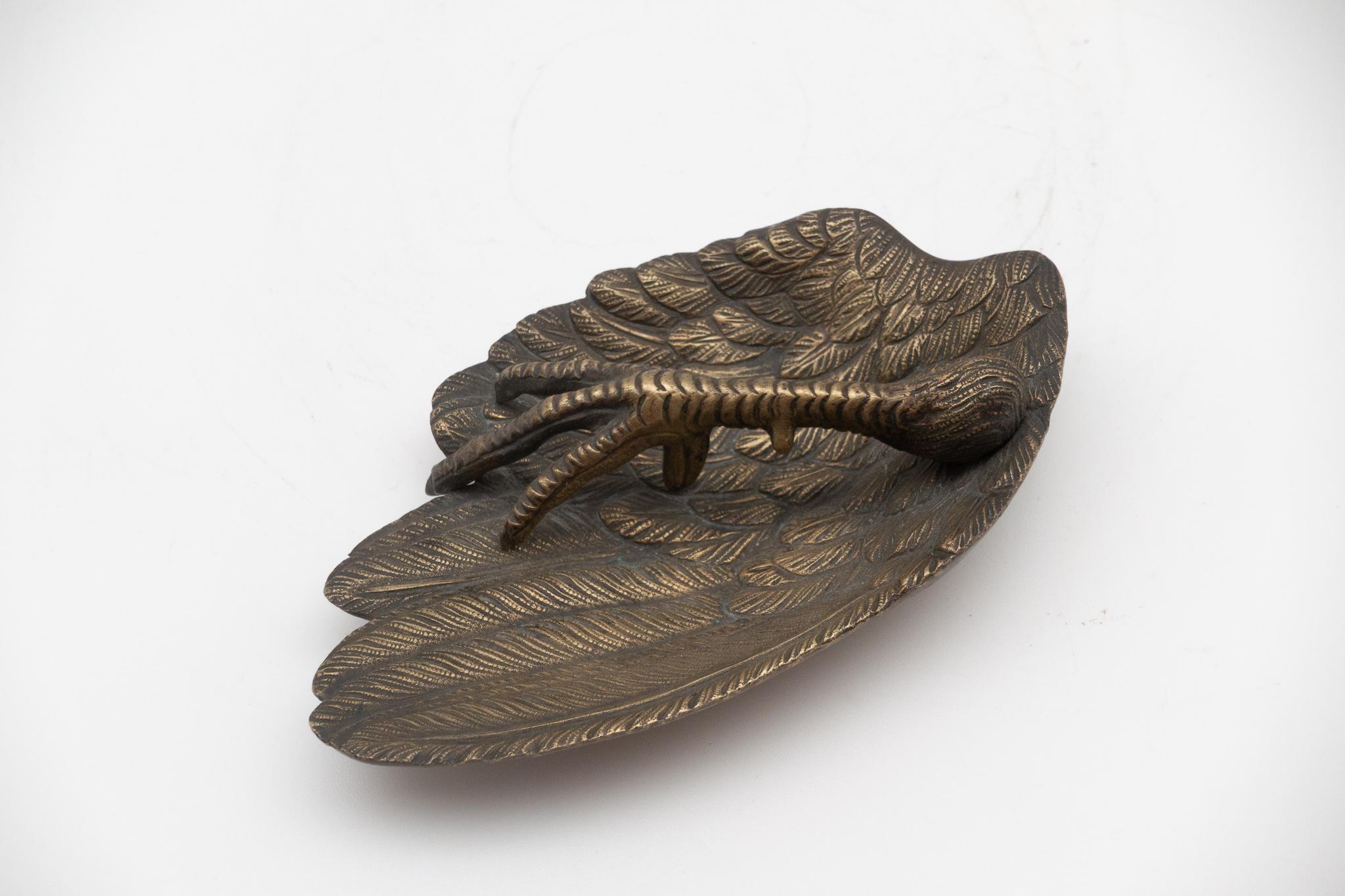 Napoleon III French Bronze Claw and Feather Vide Poche