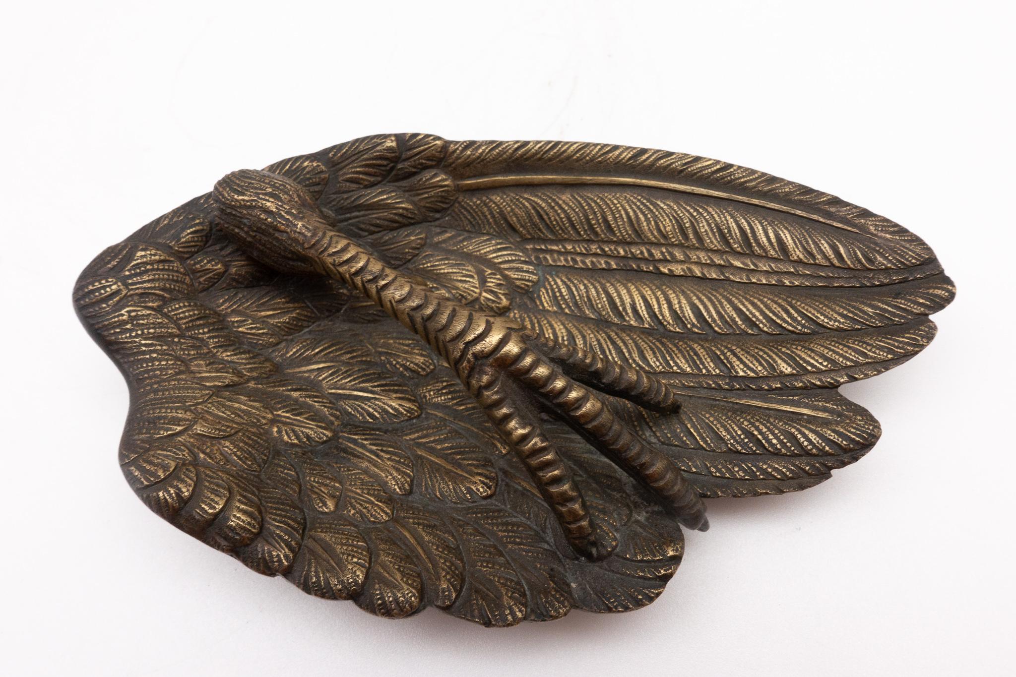 19th Century French Bronze Claw and Feather Vide Poche
