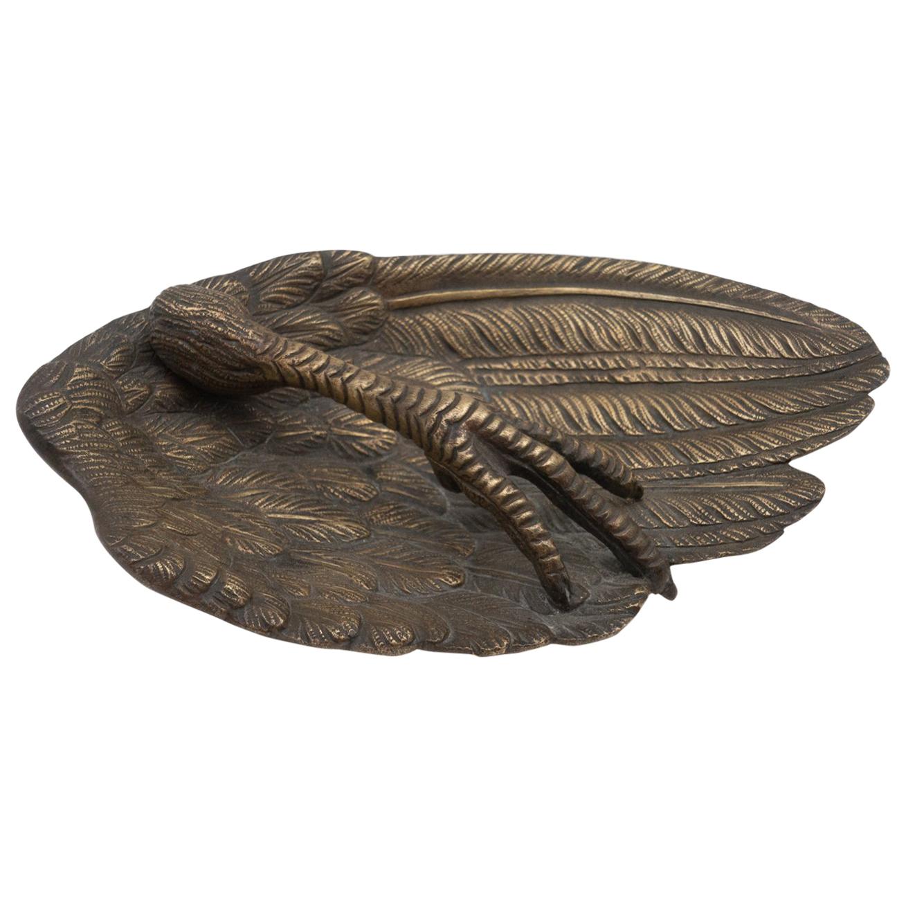 French Bronze Claw and Feather Vide Poche
