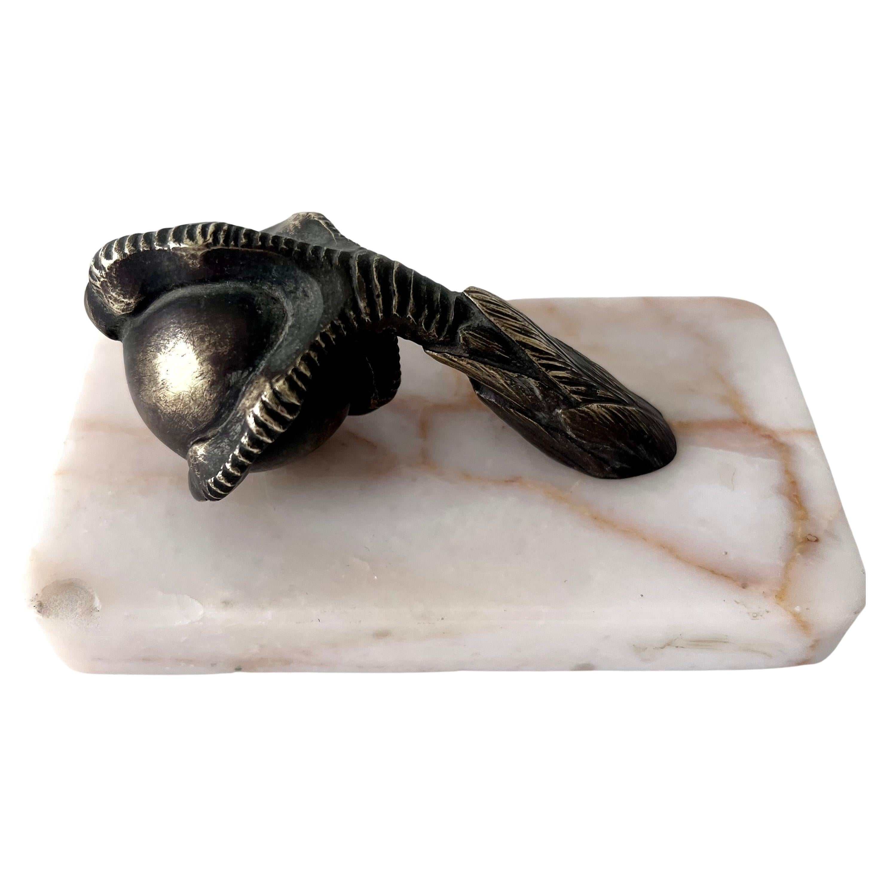 French Bronze Claw Paperweight on Marble Base For Sale