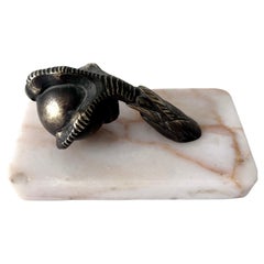 French Bronze Claw Paperweight on Marble Base