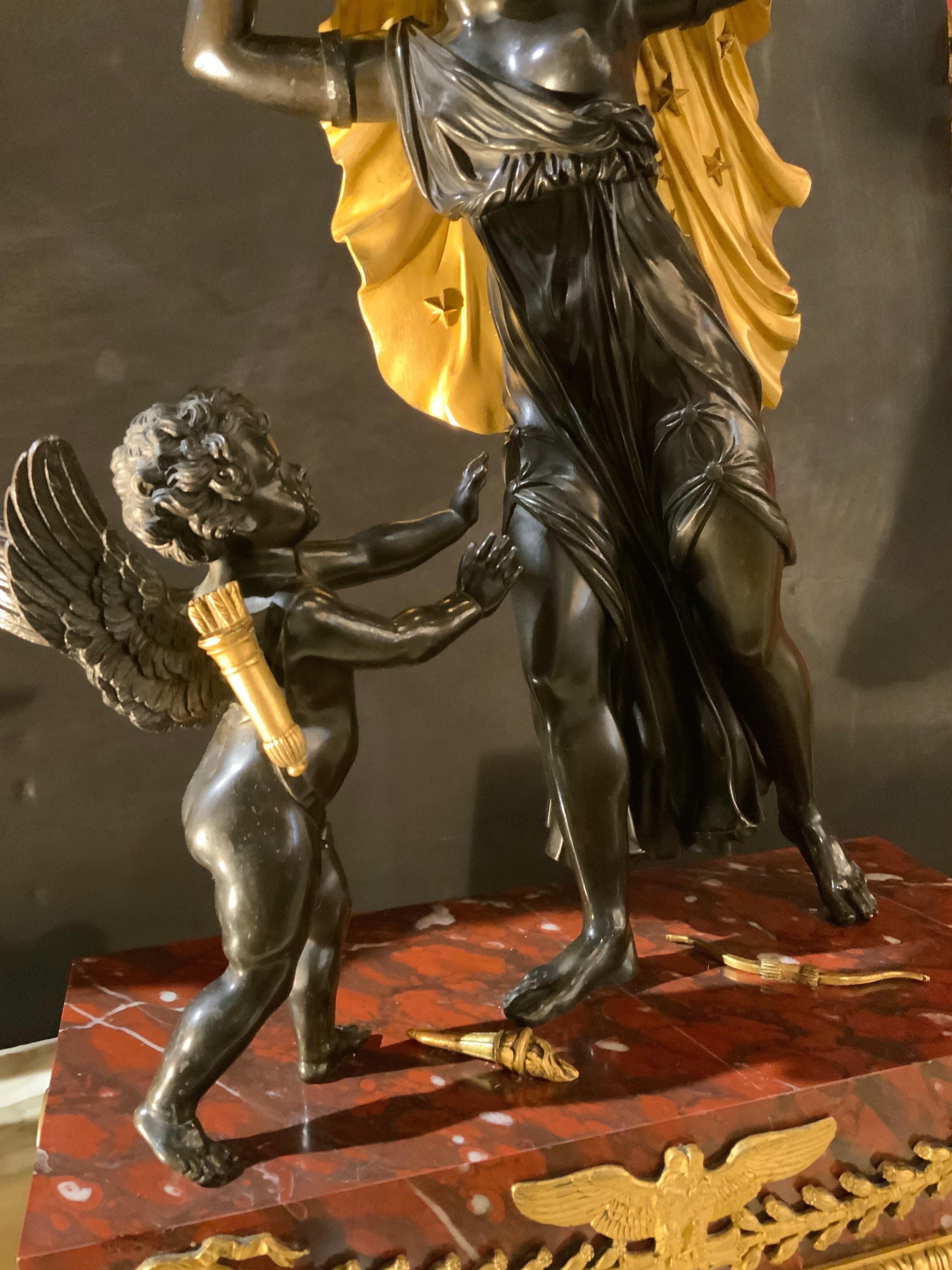French bronze clock of star studded cloak empire c 1815, Pierre-Philippe thomire In Excellent Condition For Sale In Houston, TX