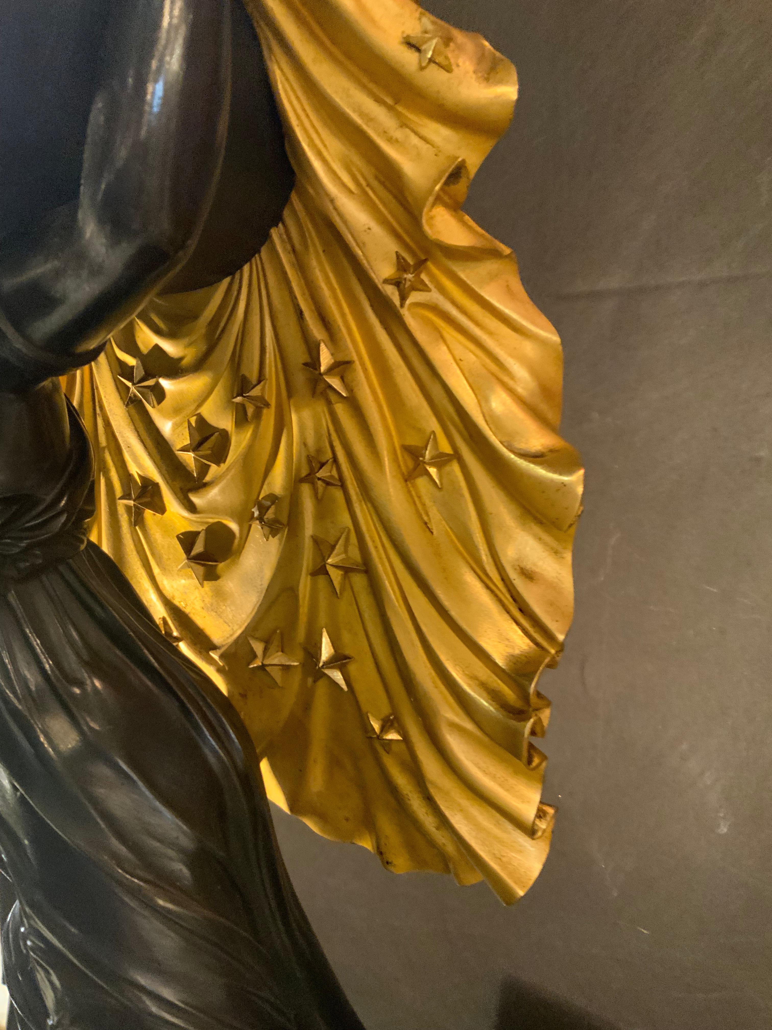 19th Century French bronze clock of star studded cloak empire c 1815, Pierre-Philippe thomire For Sale