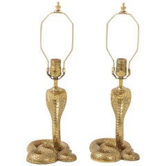 Vintage Jansen Style French Bronze Cobra Lamps