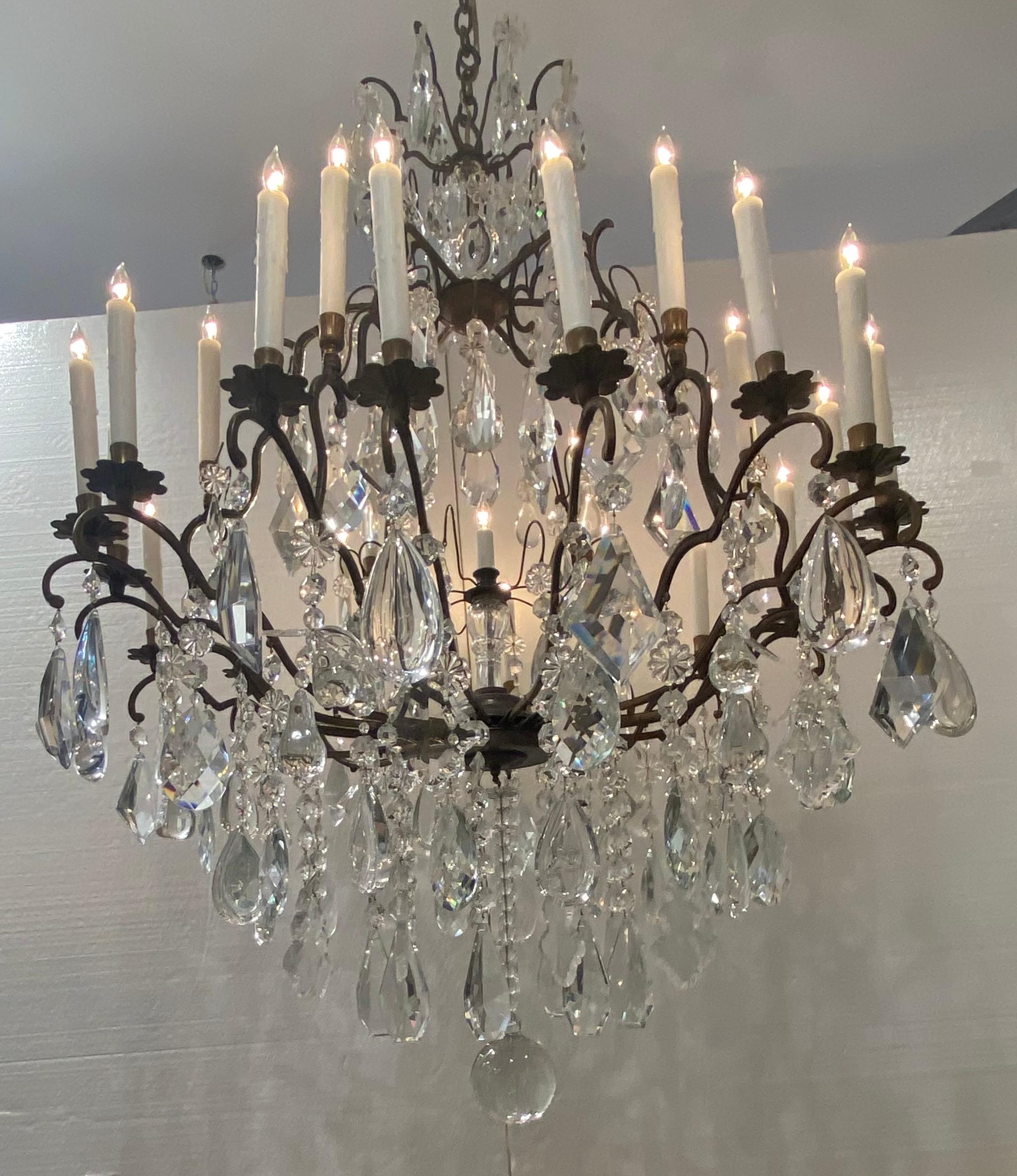 Large bronze crystal chandelier with 25 lights and 25 -6