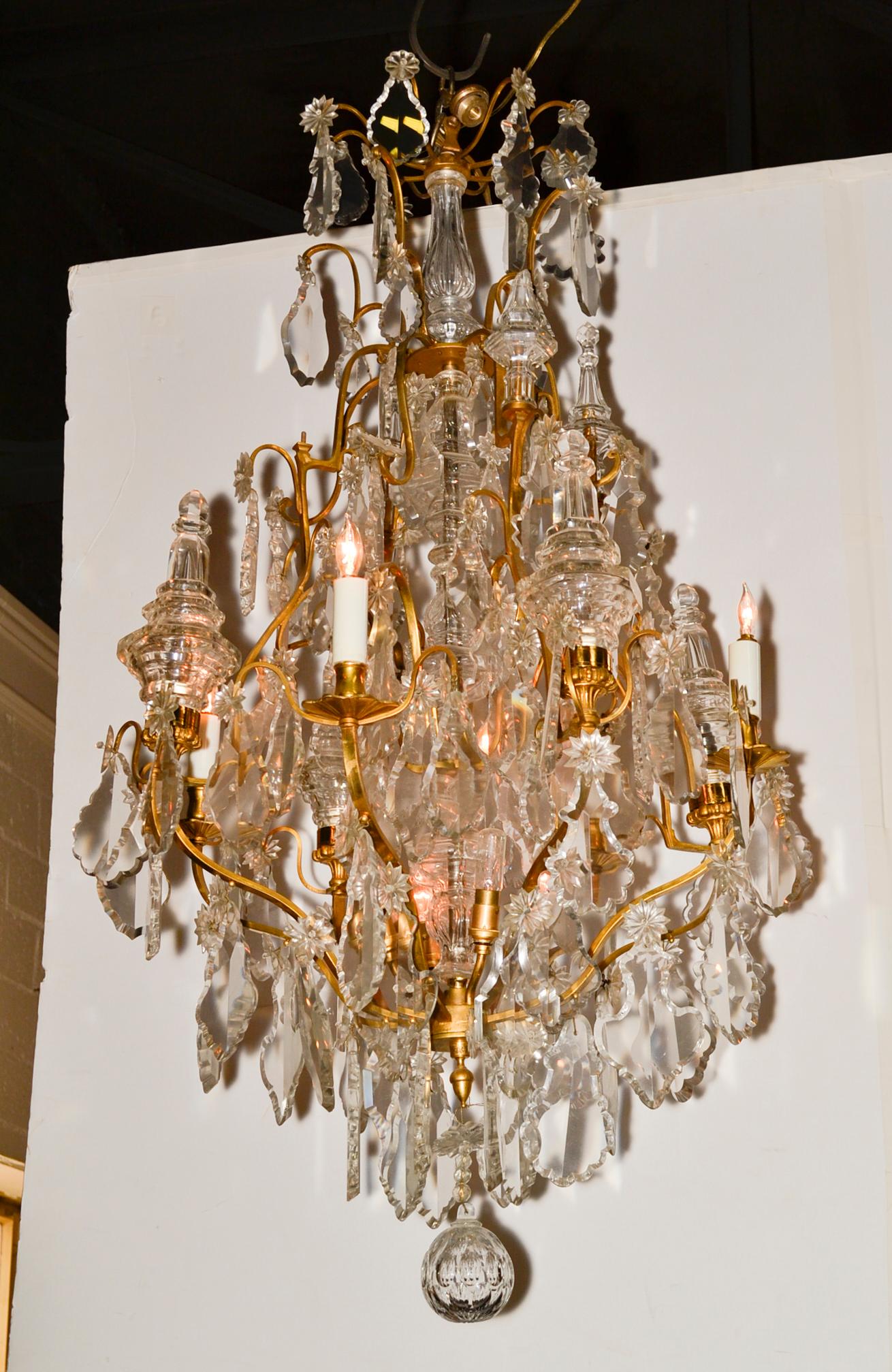 Gilt French Baccarat Crystal Chandelier