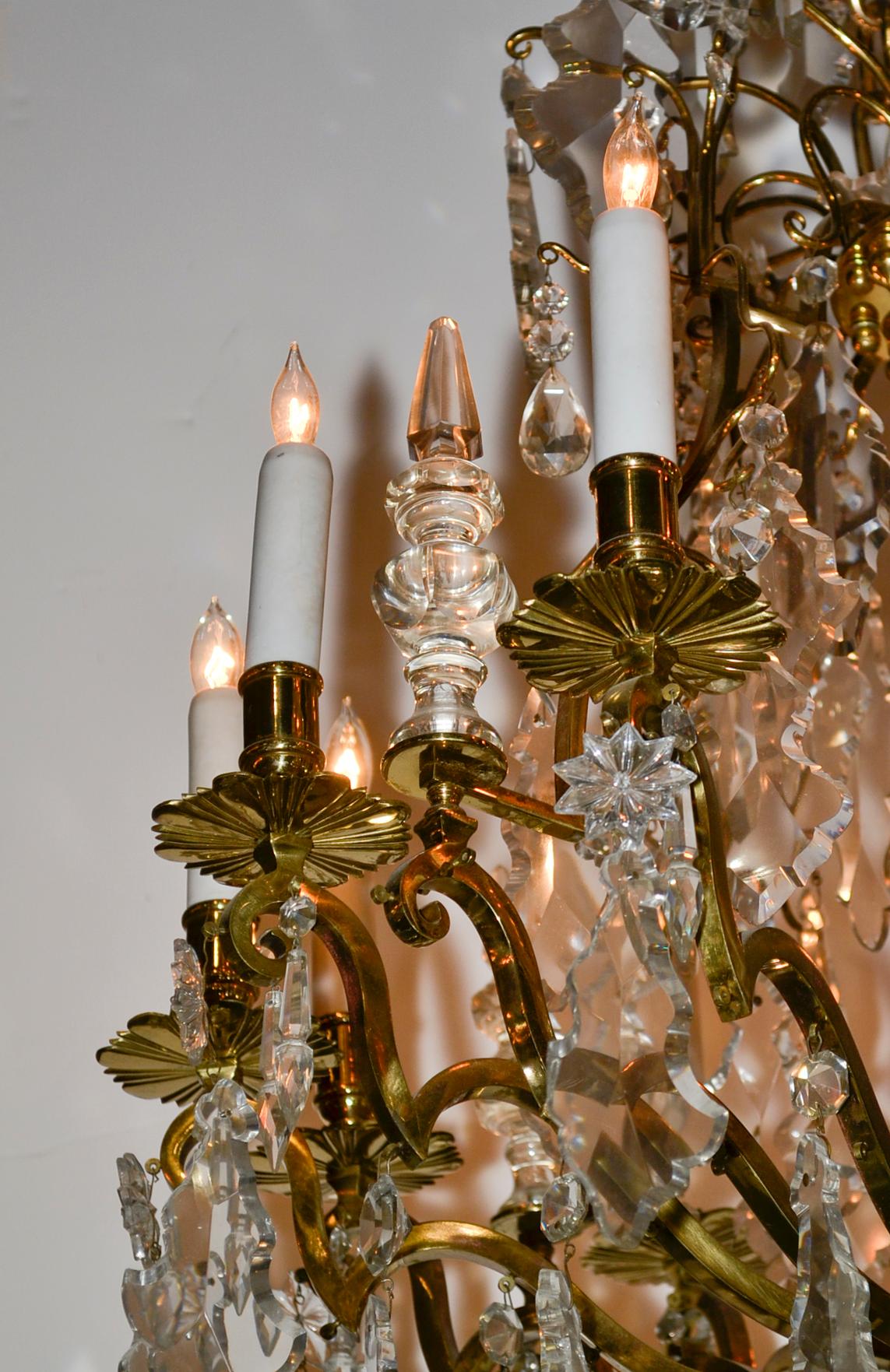 French Bronze and Crystal Chandelier In Good Condition In Dallas, TX