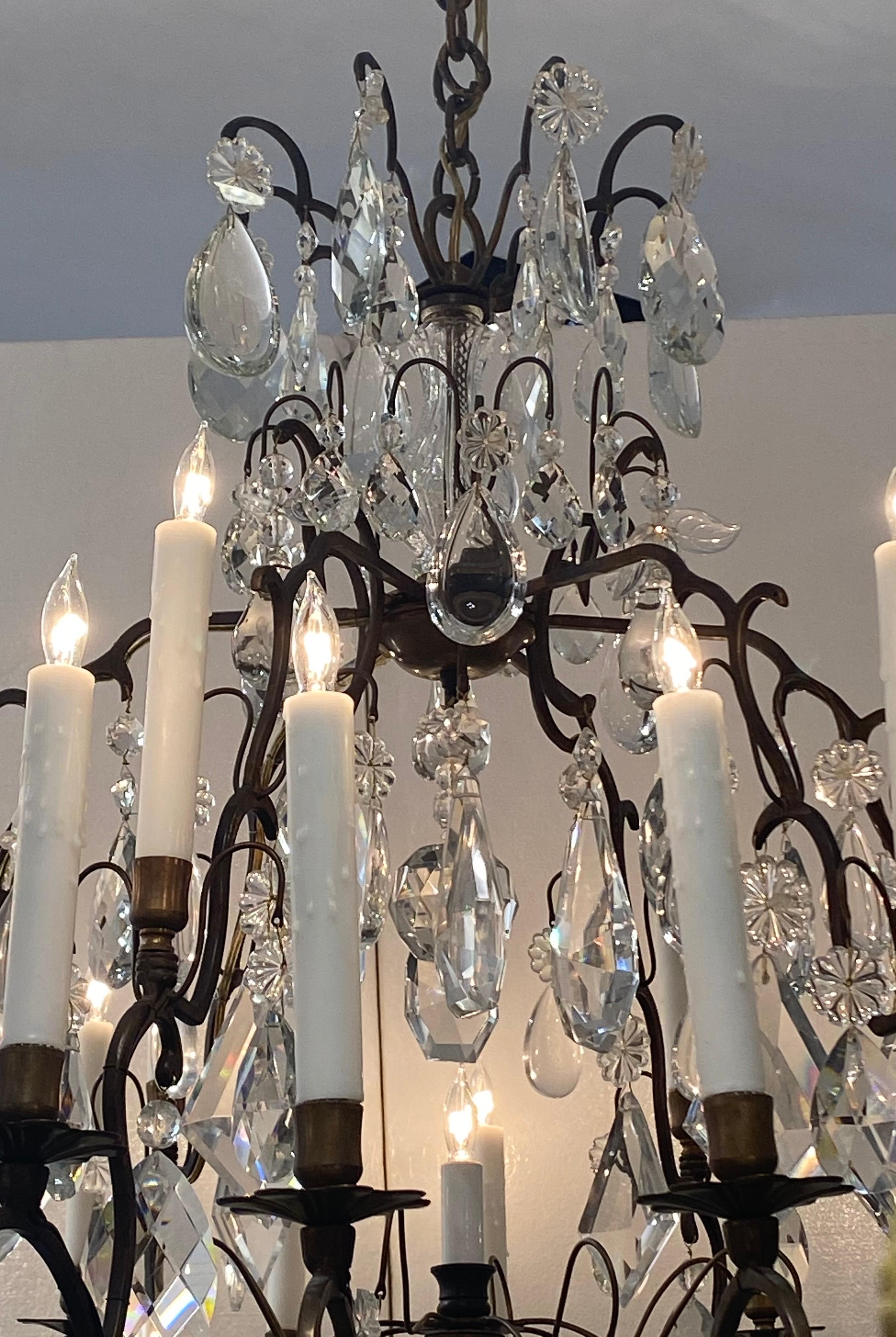French Bronze Crystal Chandelier For Sale 1