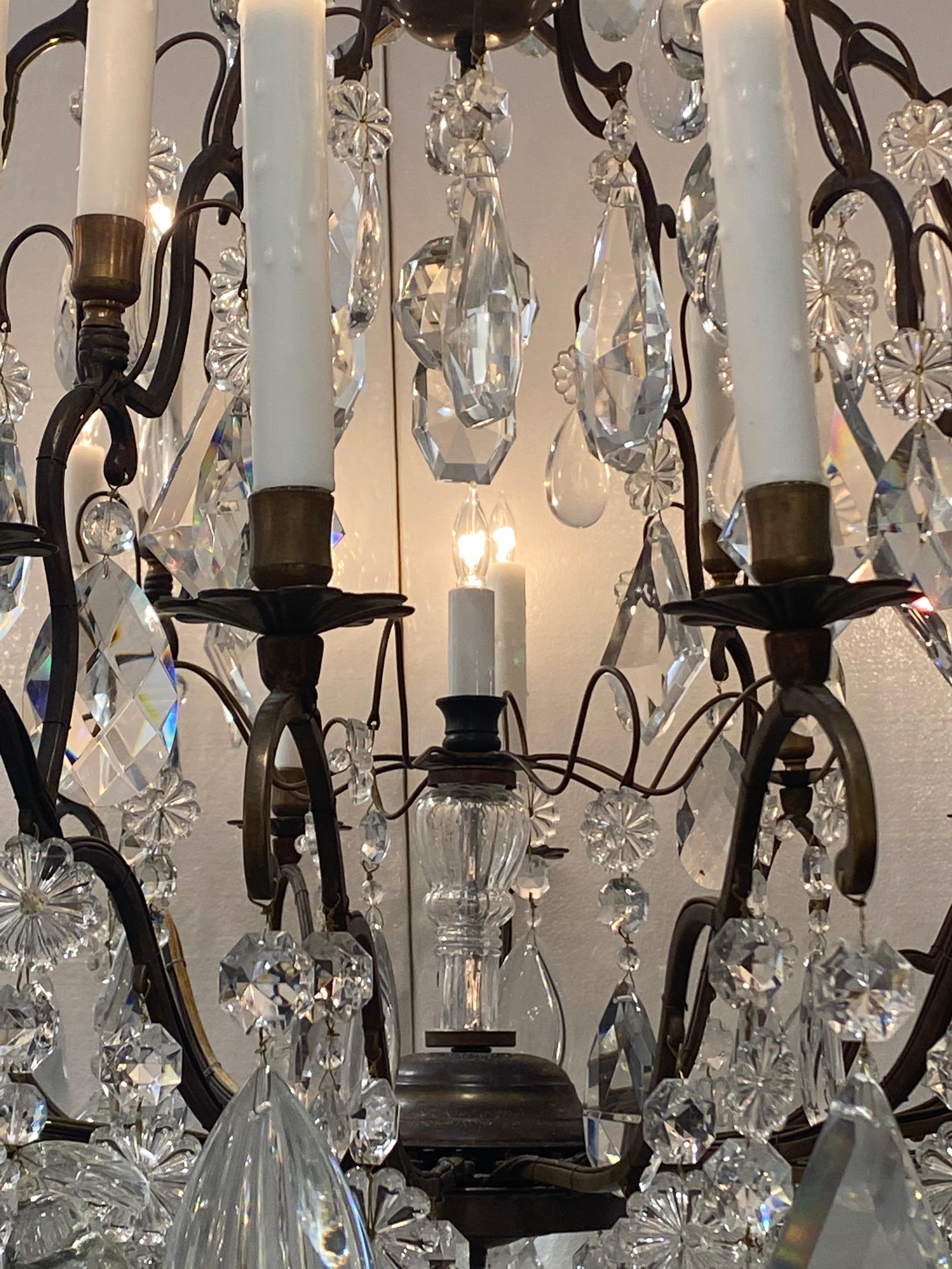 French Bronze Crystal Chandelier For Sale 2