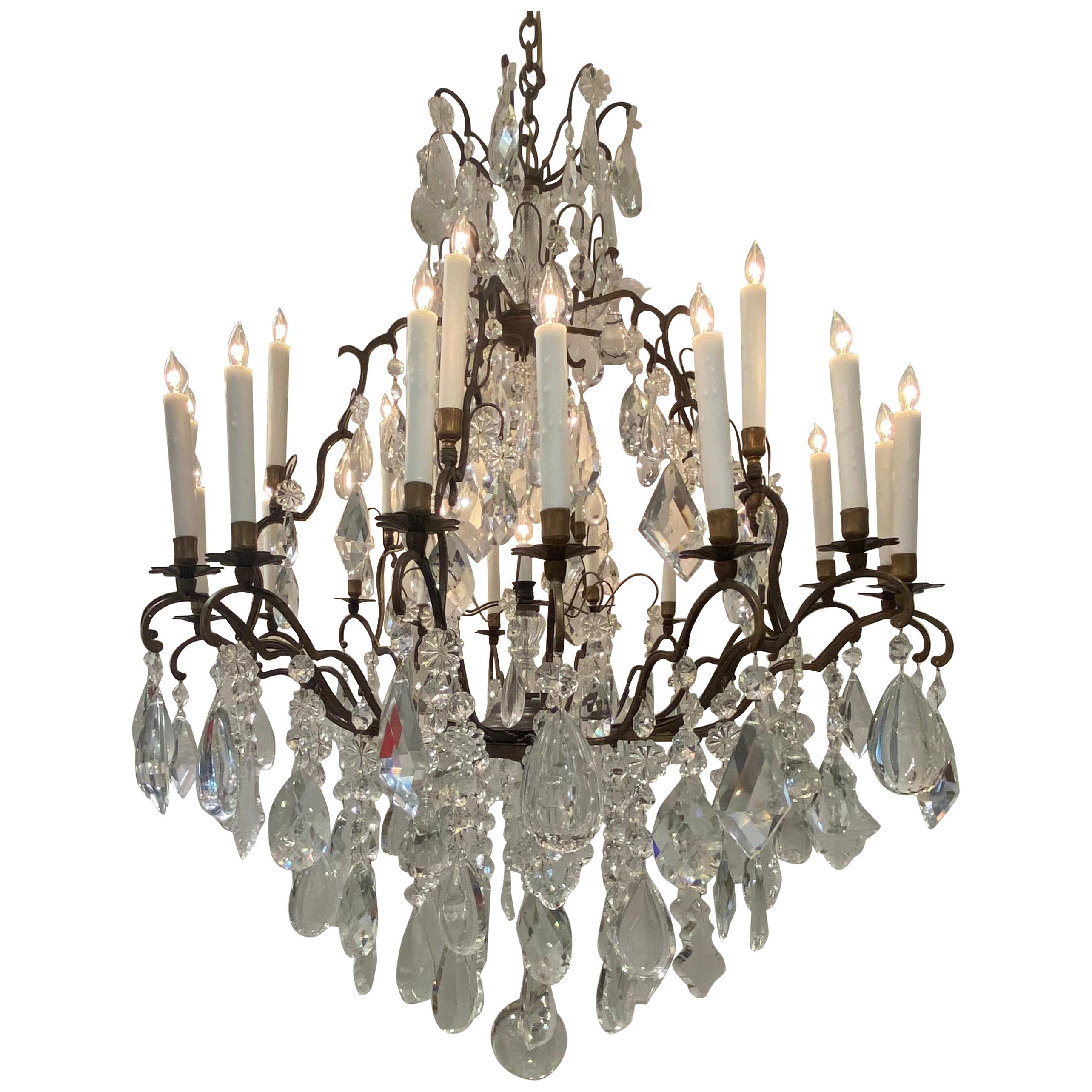 French Bronze Crystal Chandelier