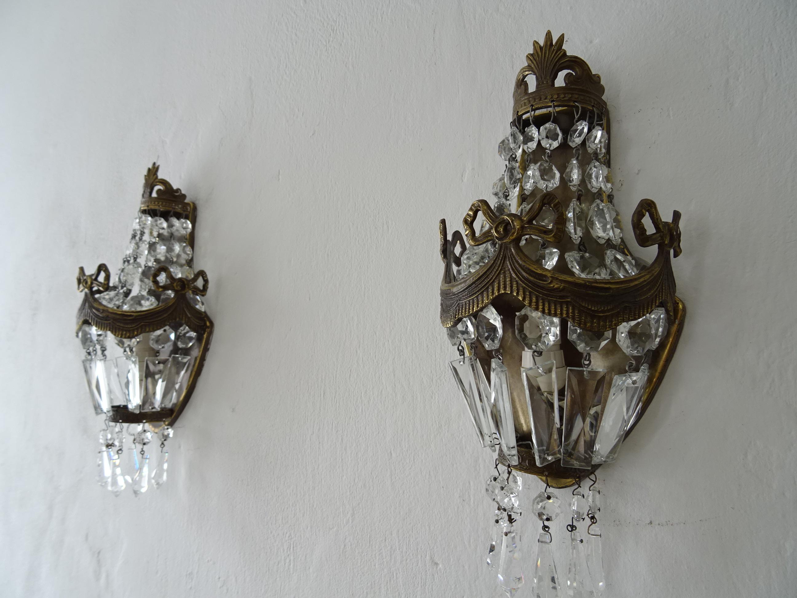 Französisch Bronze Bögen Kristall Prismen Empire-Leuchten, um 1930 im Zustand „Gut“ im Angebot in Modena (MO), Modena (Mo)