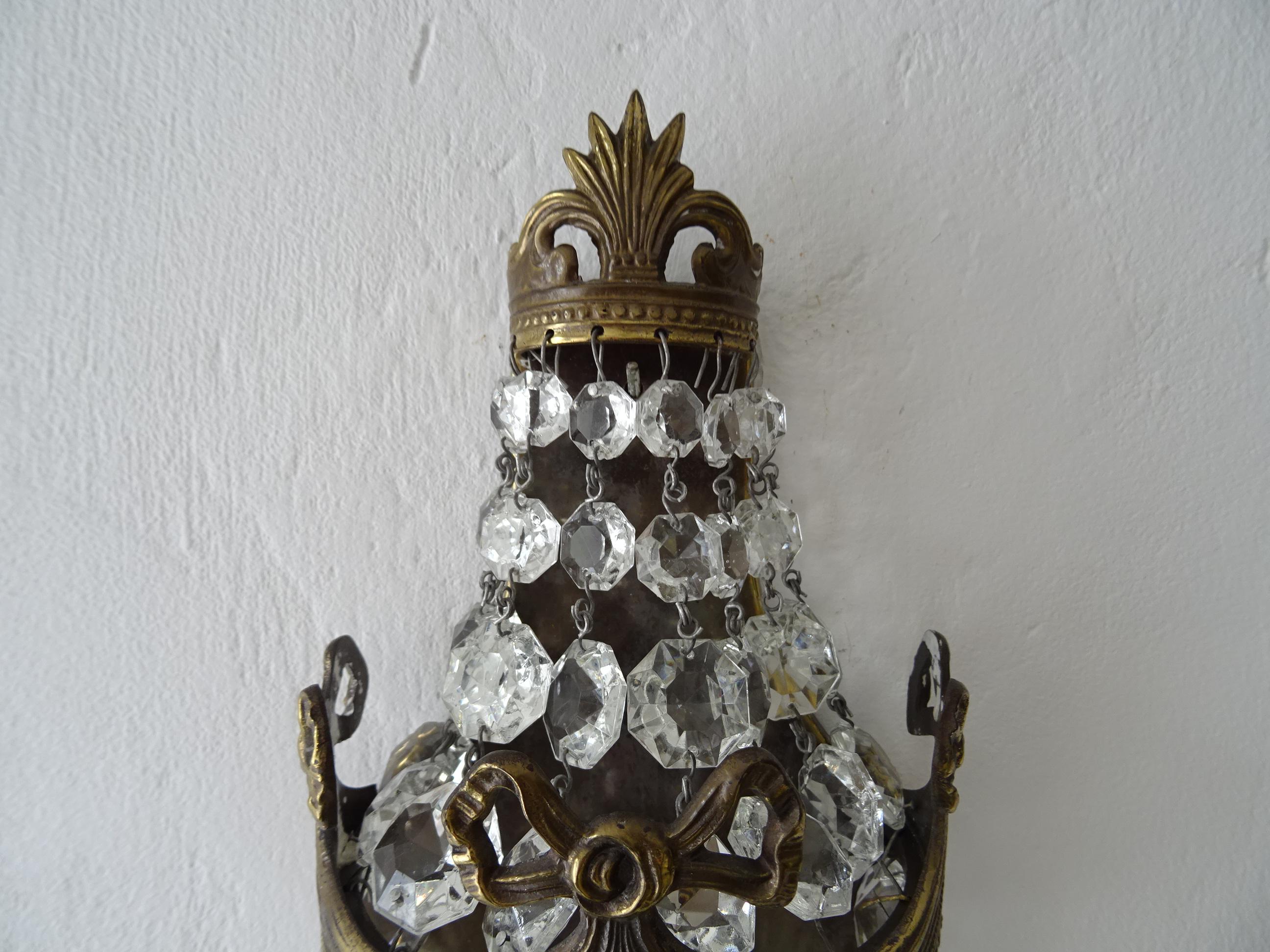 Französisch Bronze Bögen Kristall Prismen Empire-Leuchten, um 1930 im Angebot 5