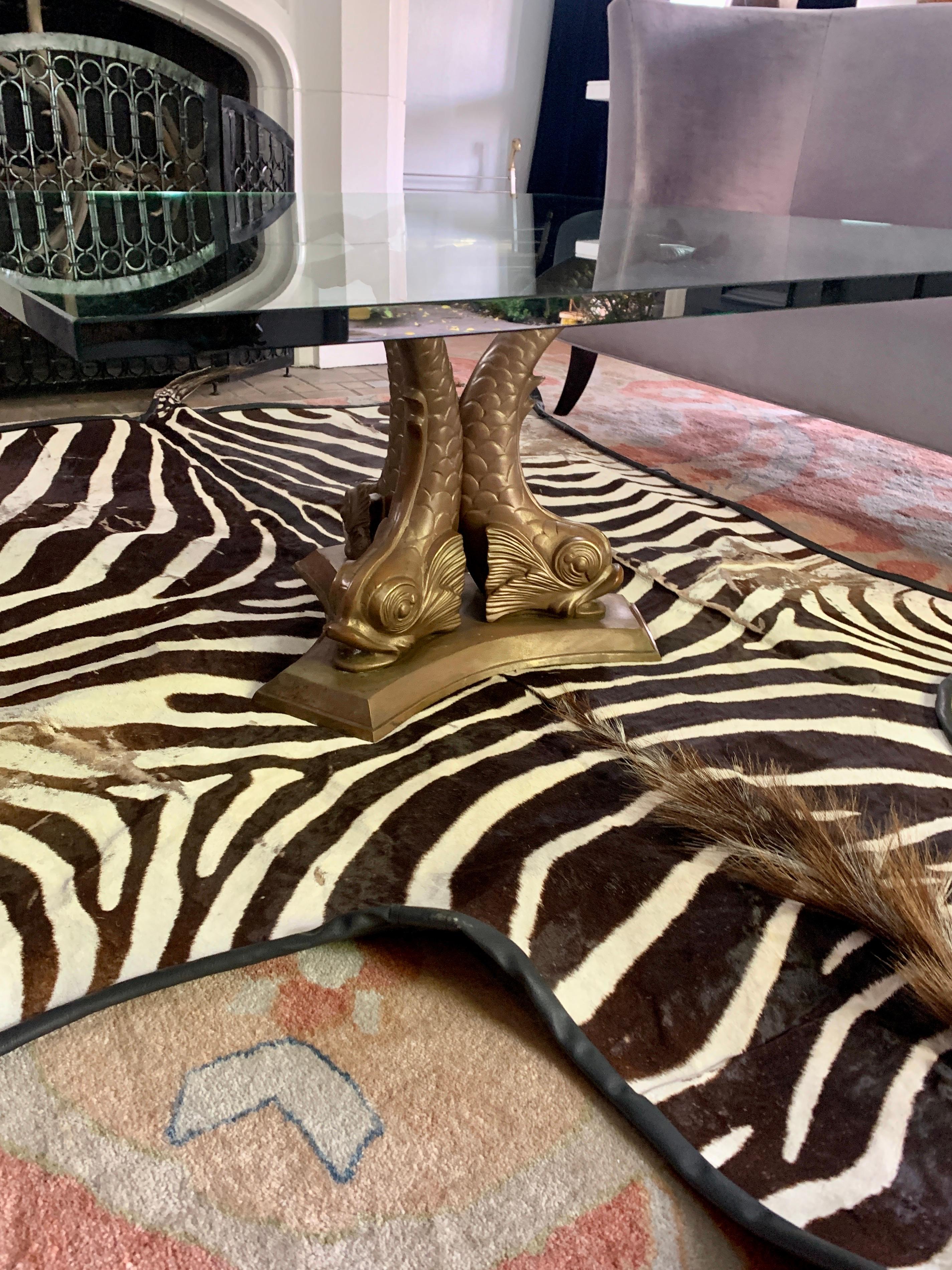 French Bronze Dolphin Coffee or Cocktail Table In Good Condition For Sale In Los Angeles, CA