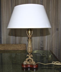 French Bronze Dolphin Neoclassical Style Table Lamp