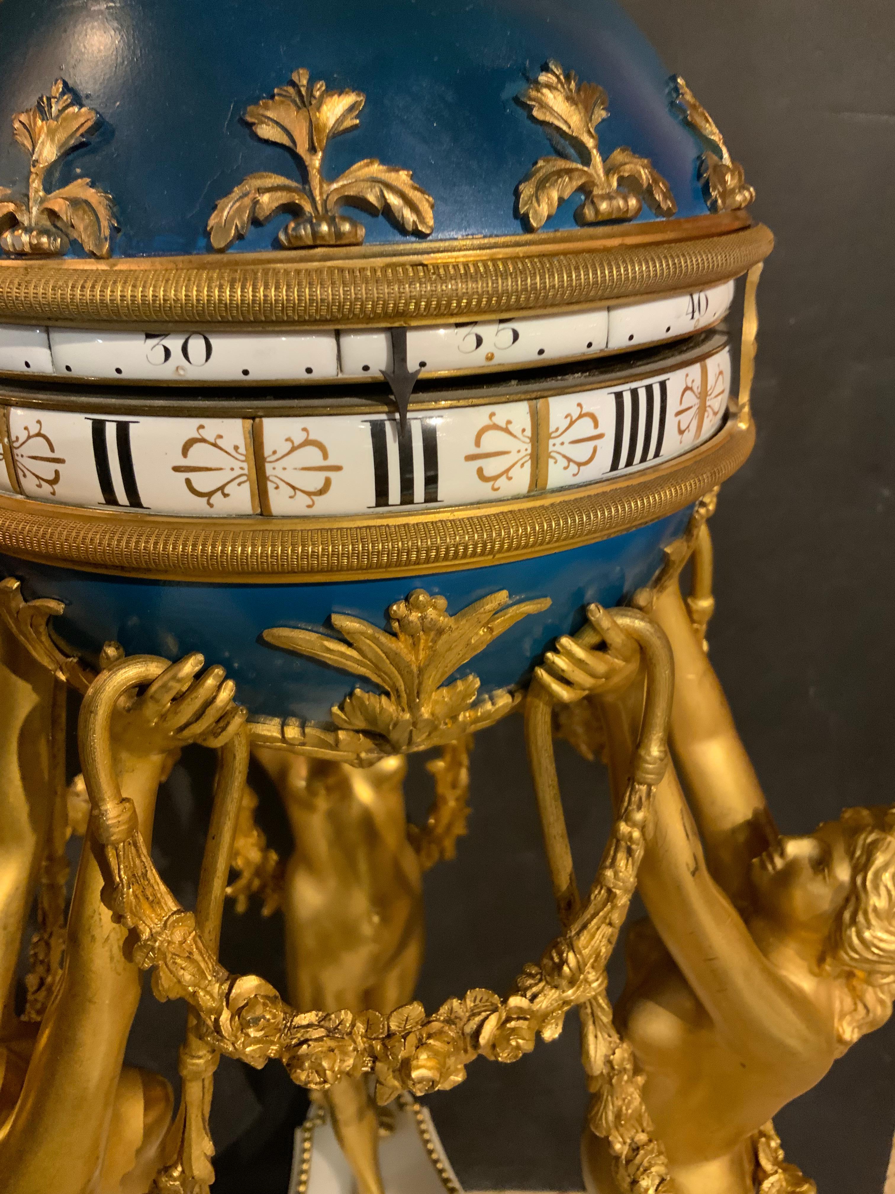 French bronze dore and marble annular clock depicting the Three Graces For Sale 4