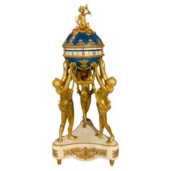 French bronze dore and marble annular clock depicting the Three Graces