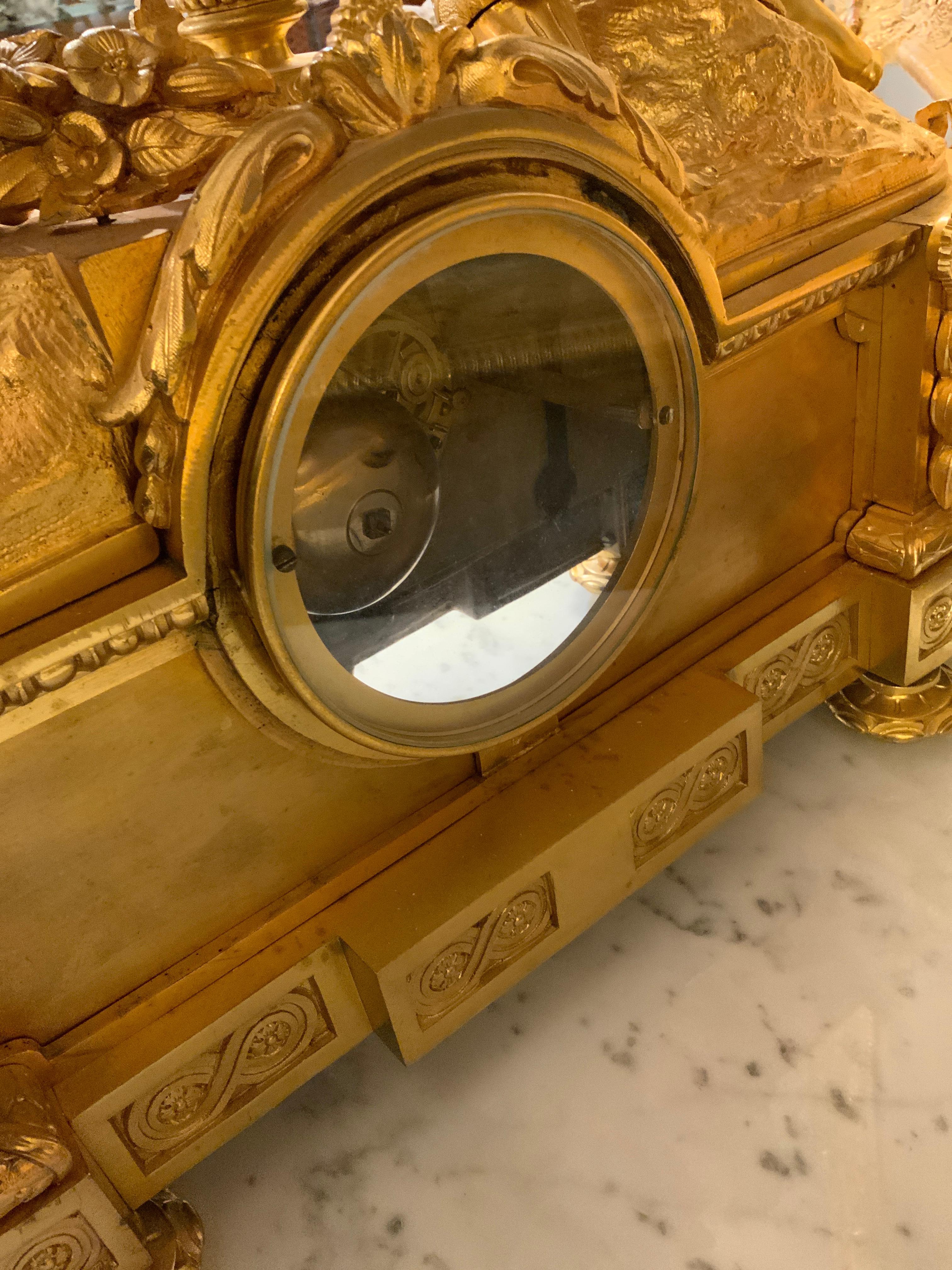 French Bronze Doré Clock with Sevres Porcelain in Celeste Blue For Sale 6