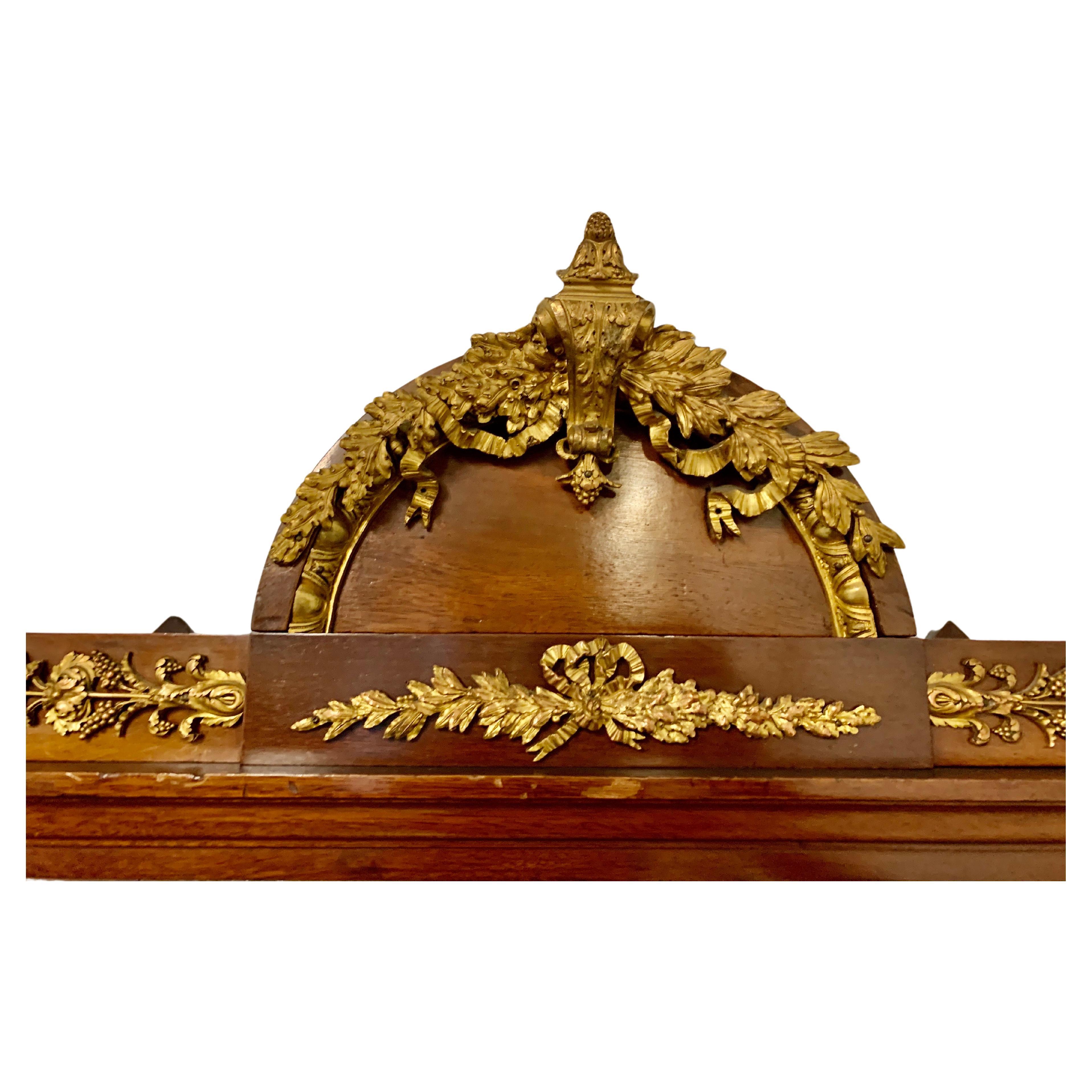 French Bronze Dore Mahogany and Parquetry Vitrine on Stand For Sale 4