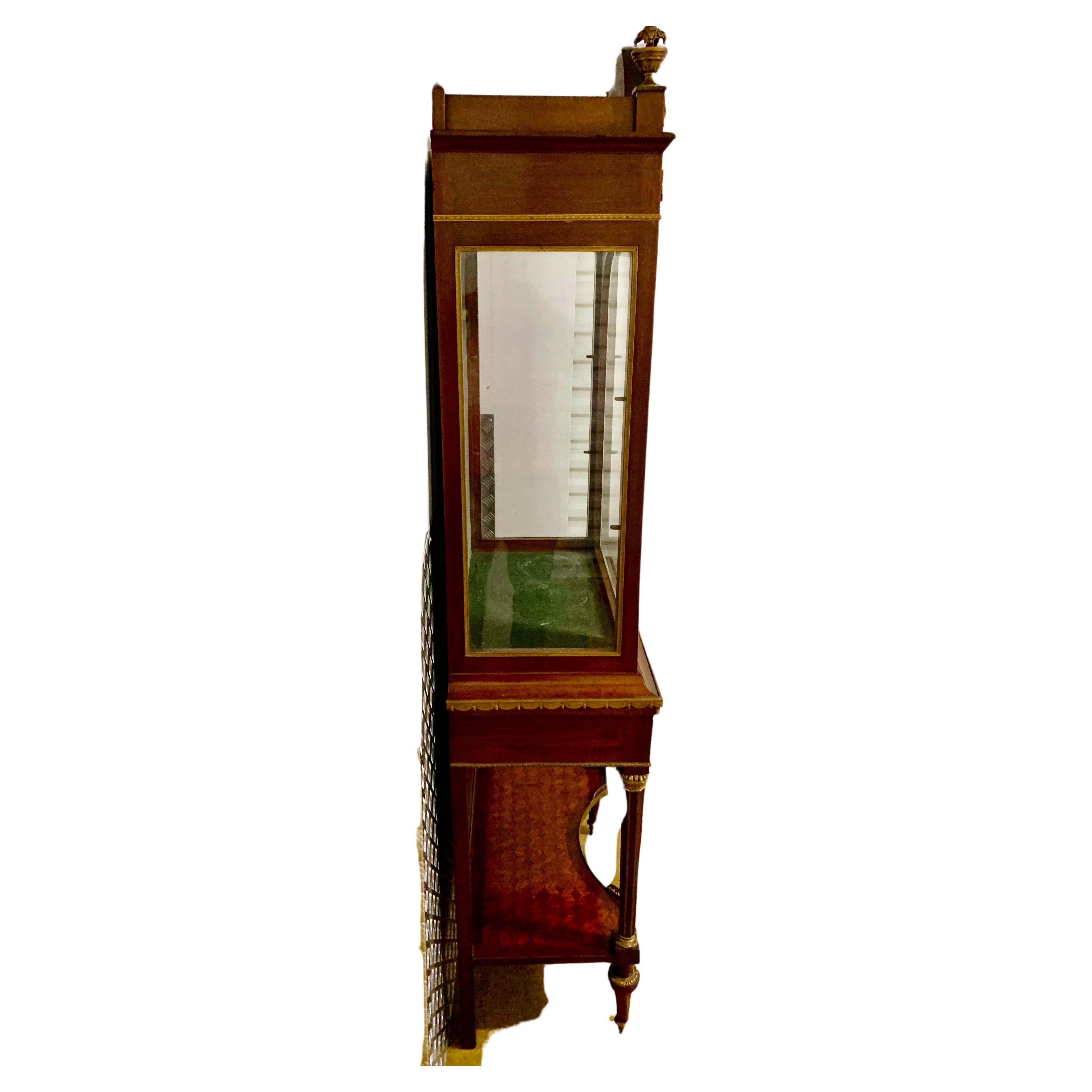 French Bronze Dore Mahogany and Parquetry Vitrine on Stand In Good Condition For Sale In London, GB