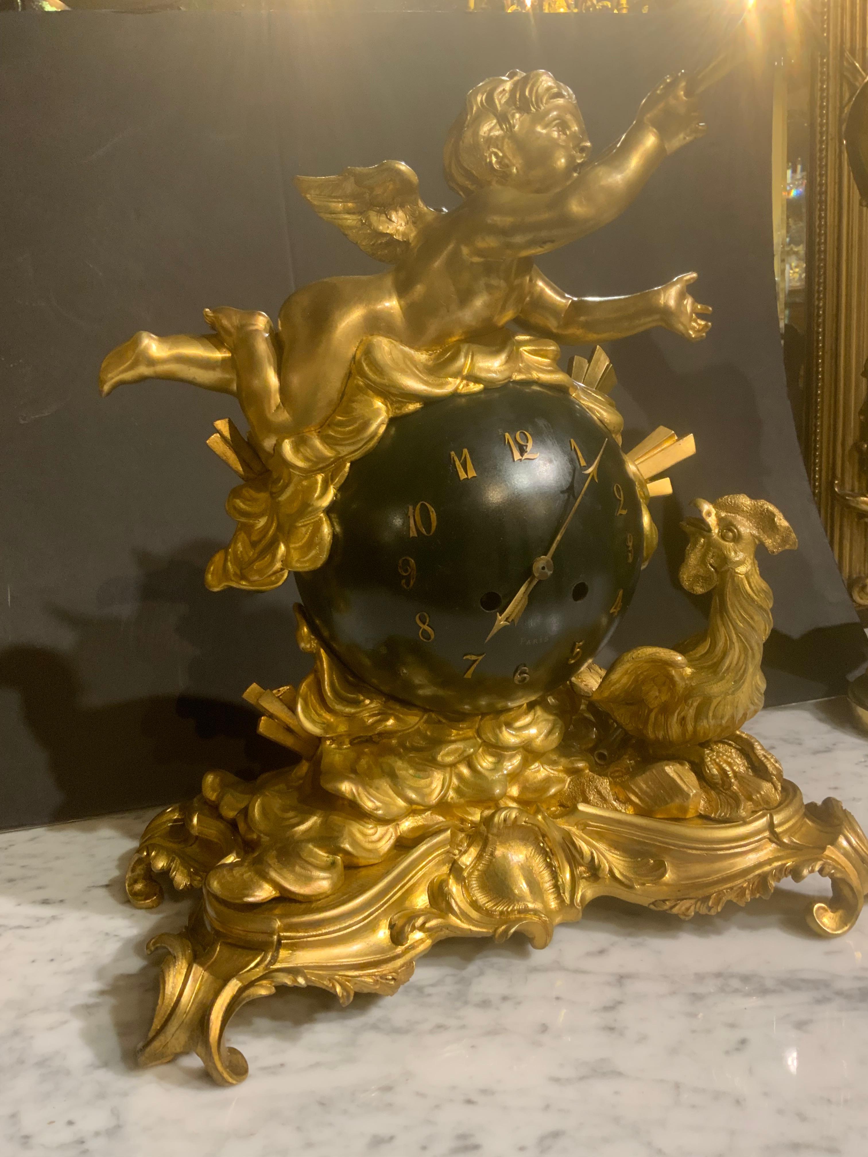Bronzo Orologio da tavolo francese in bronzo dorato del XIX secolo. Da Raingo Fres in vendita