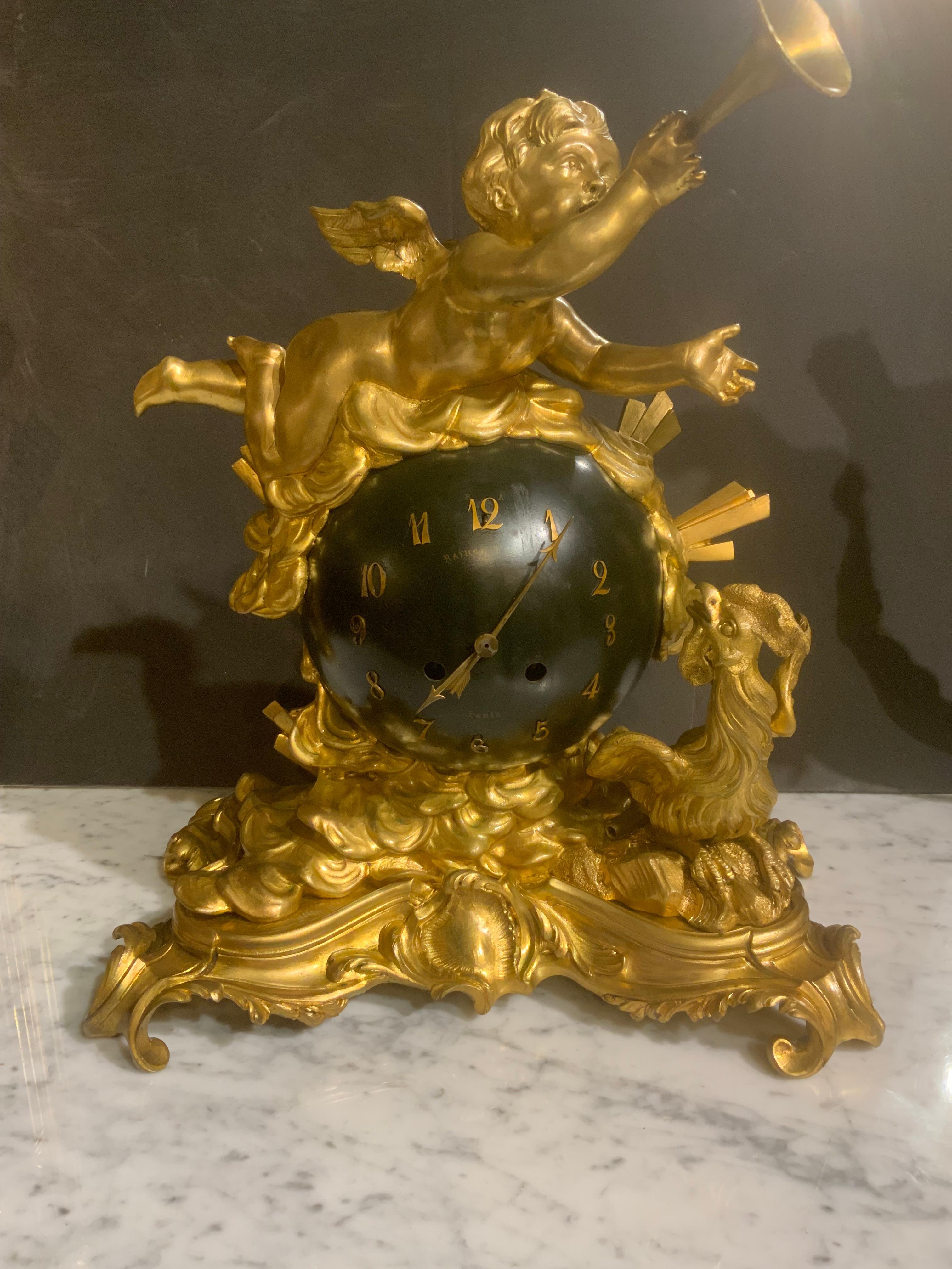 Orologio da tavolo francese in bronzo dorato del XIX secolo. Da Raingo Fres in vendita 1