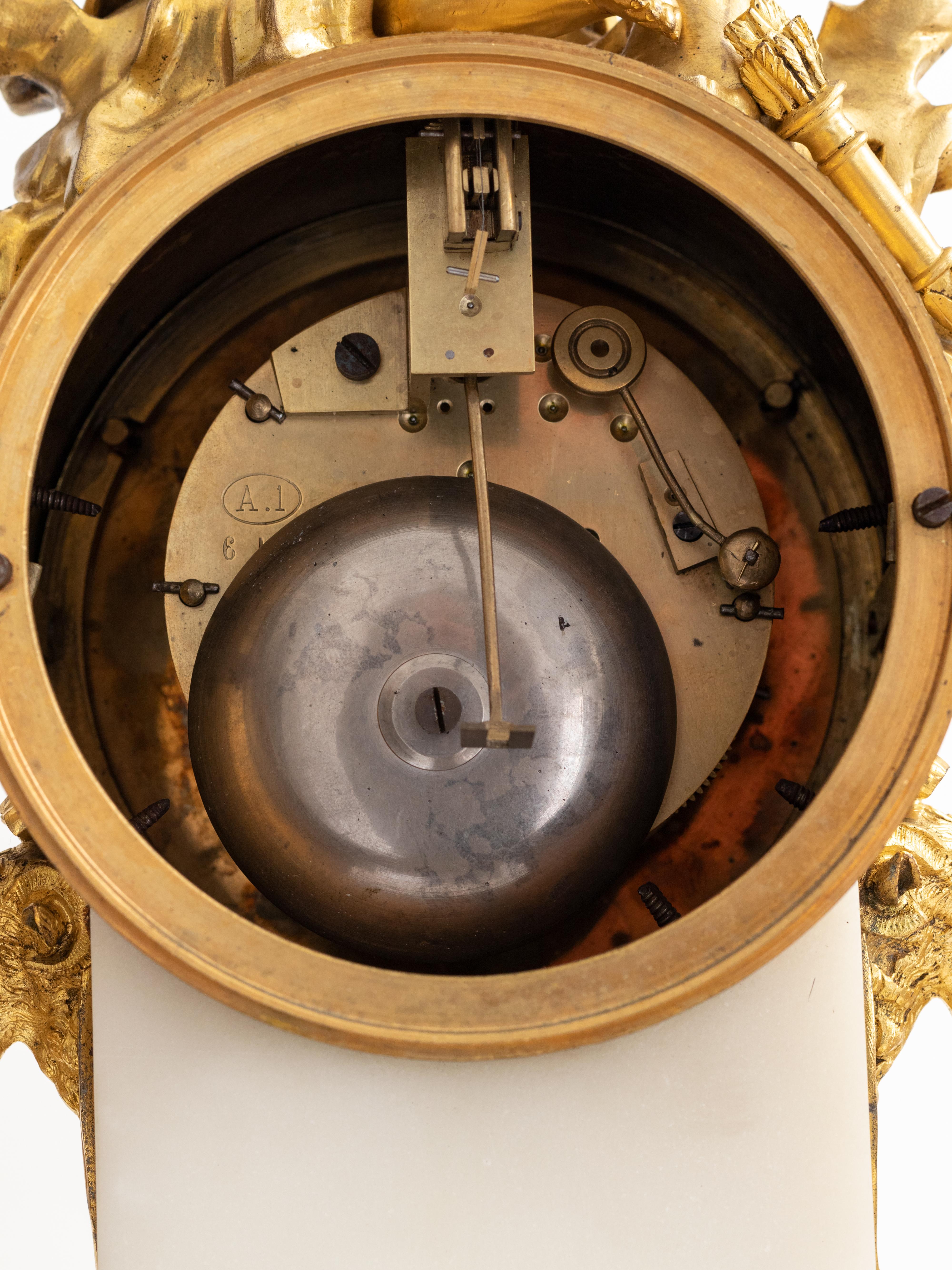 French Bronze Dore Mantle Clock by Leveque Guéret, 19th Century For Sale 8