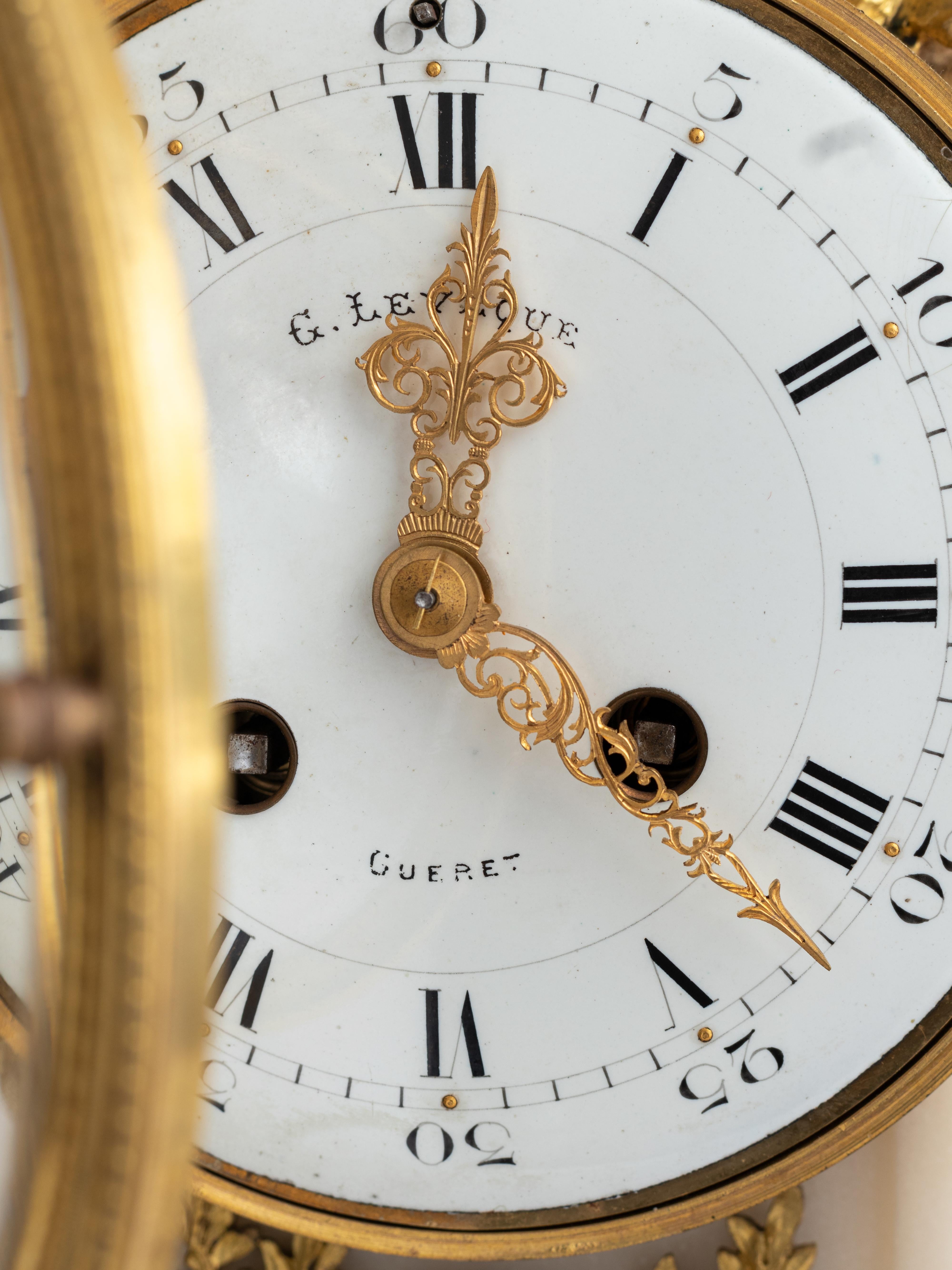 French Bronze Dore Mantle Clock by Leveque Guéret, 19th Century For Sale 10