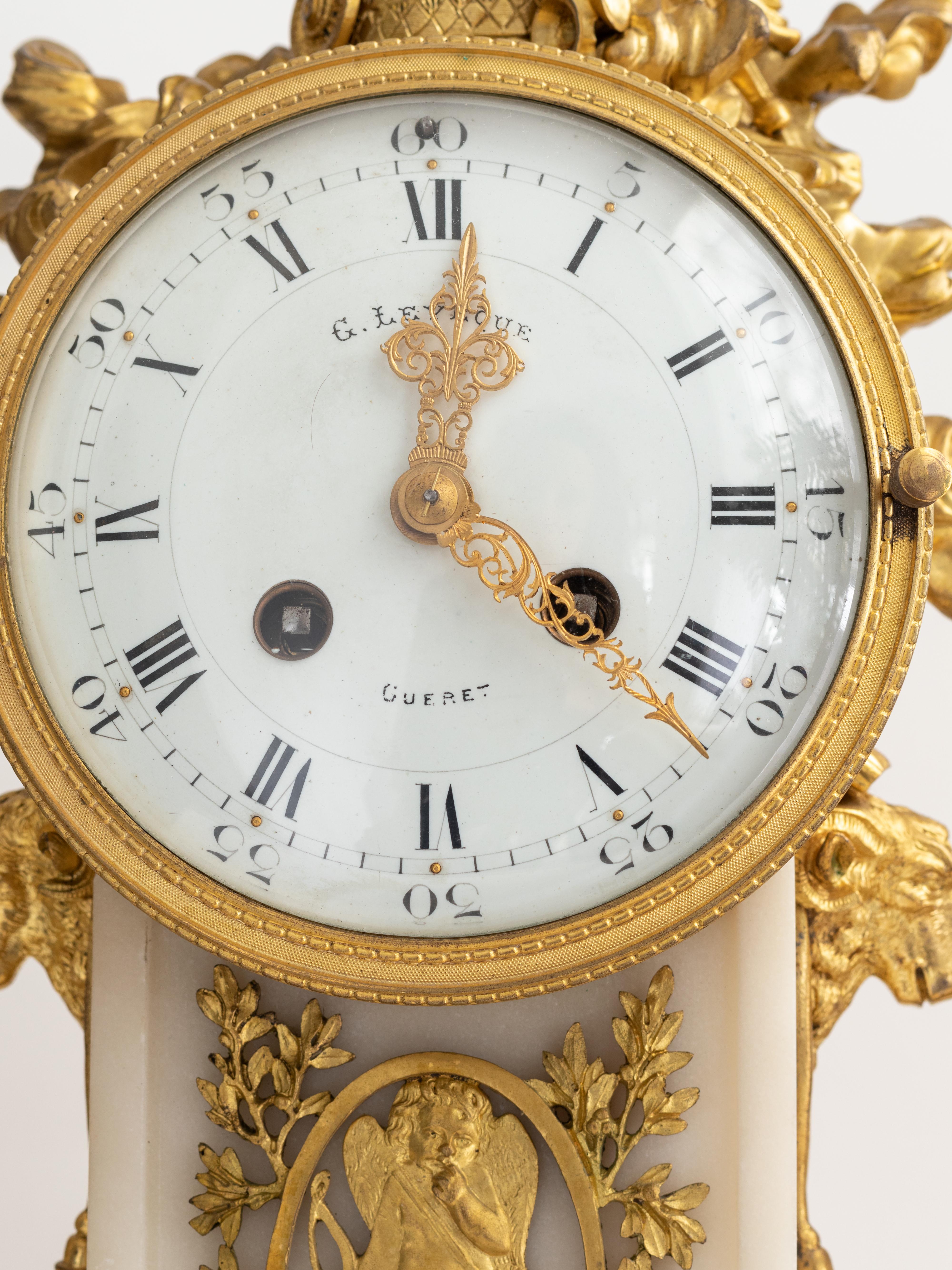 French Bronze Dore Mantle Table Clock by Leveque Guéret, 19th Century For Sale 10