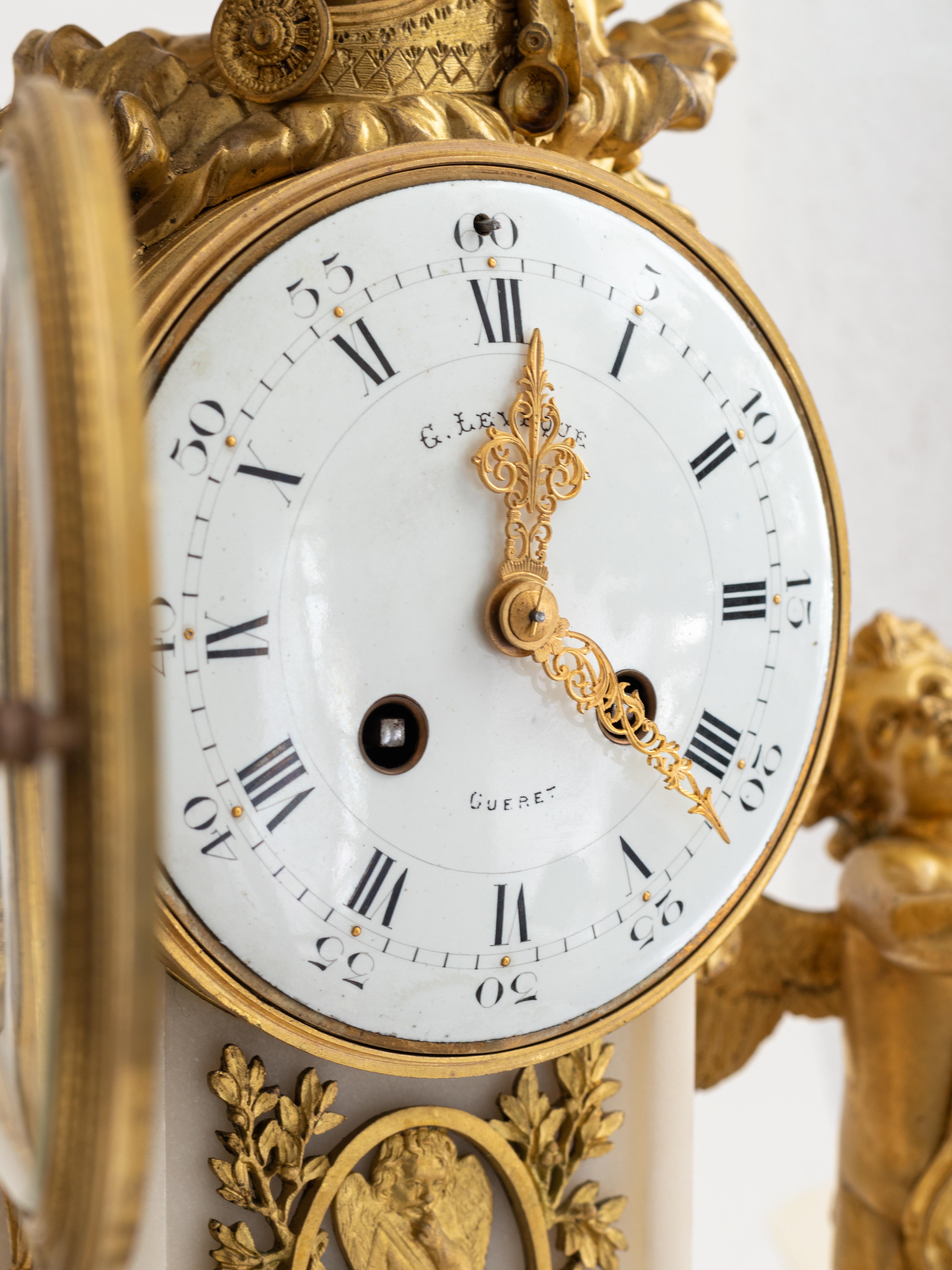 French Bronze Dore Mantle Clock by Leveque Guéret, 19th Century For Sale 14