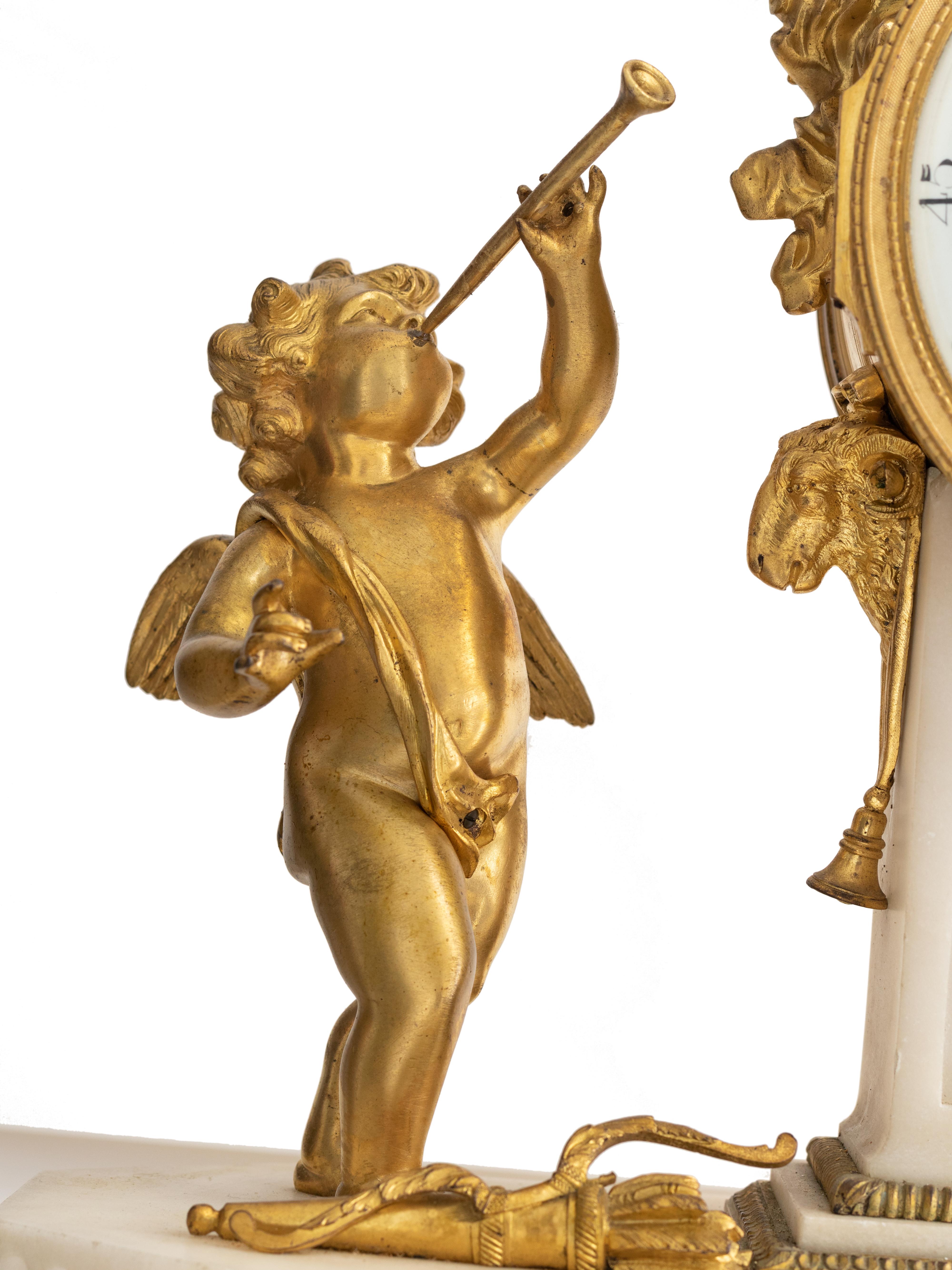 Louis XVI French Bronze Dore Mantle Clock by Leveque Guéret, 19th Century For Sale