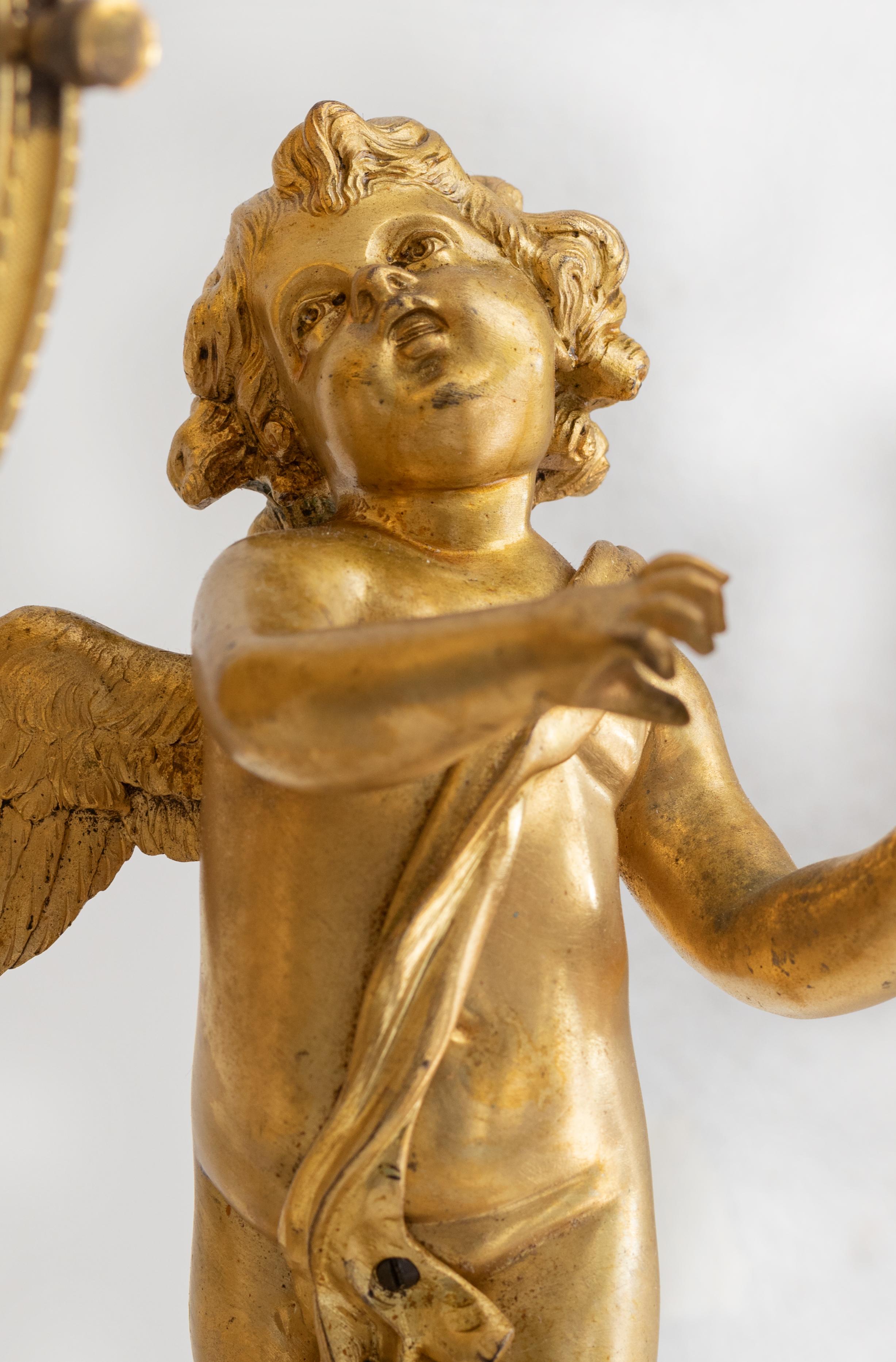 Metal French Bronze Dore Mantle Clock by Leveque Guéret, 19th Century For Sale