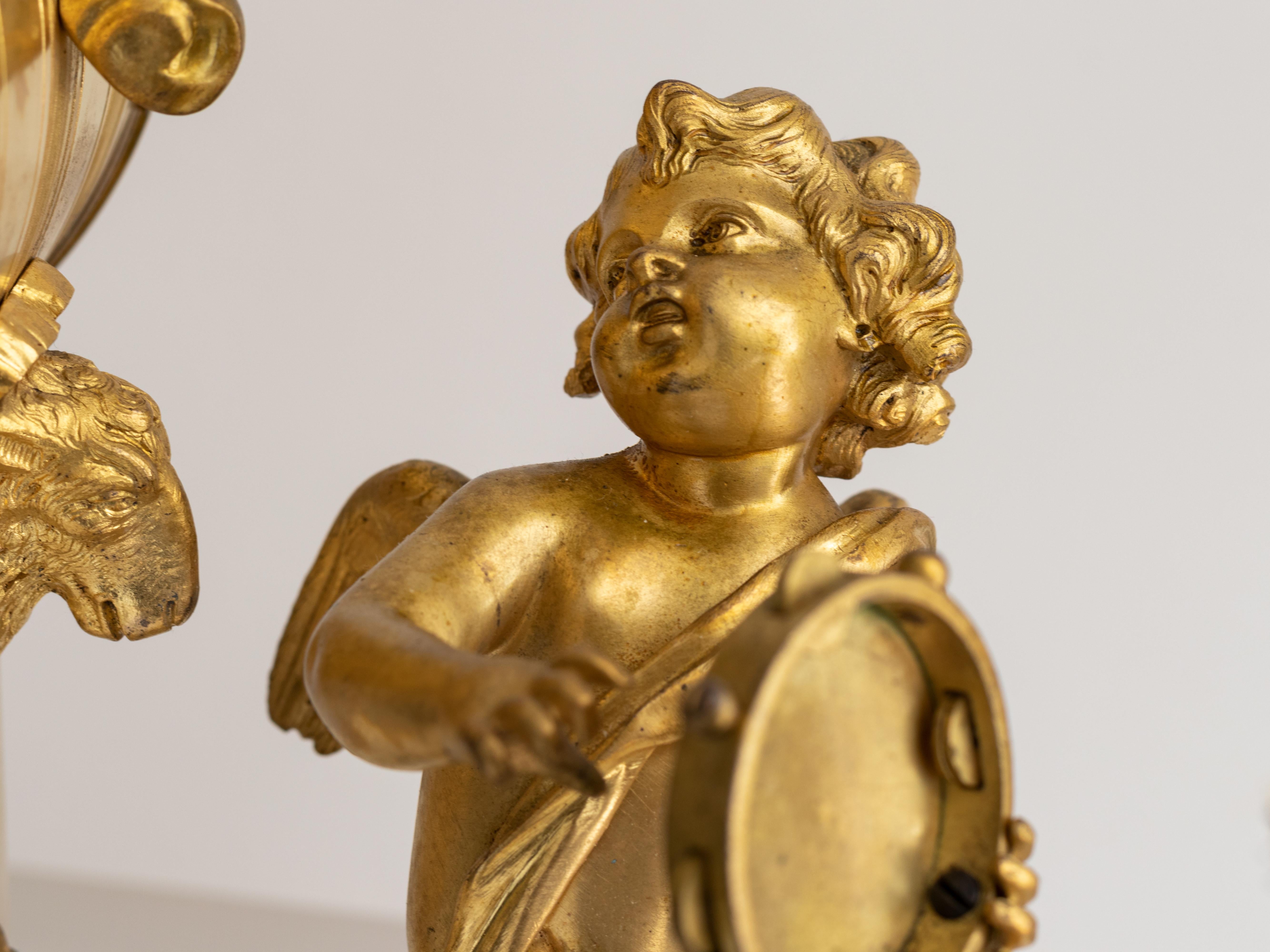 French Bronze Dore Mantle Clock by Leveque Guéret, 19th Century For Sale 1